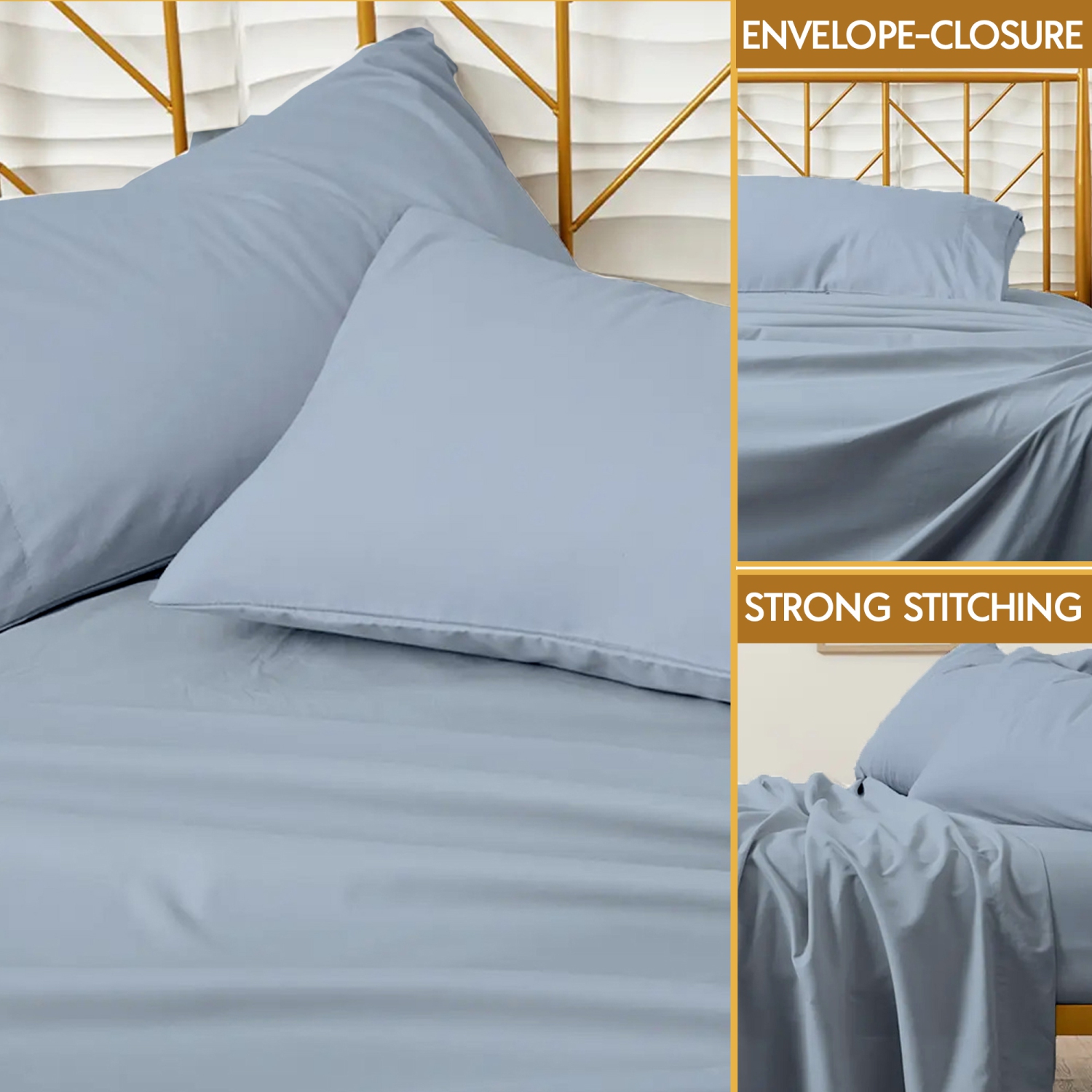 CONFORT ÉGYPTIEN – Ensemble de draps légers soyeux – Micro brossé – Passe profonde – Ensemble de 3 pièces