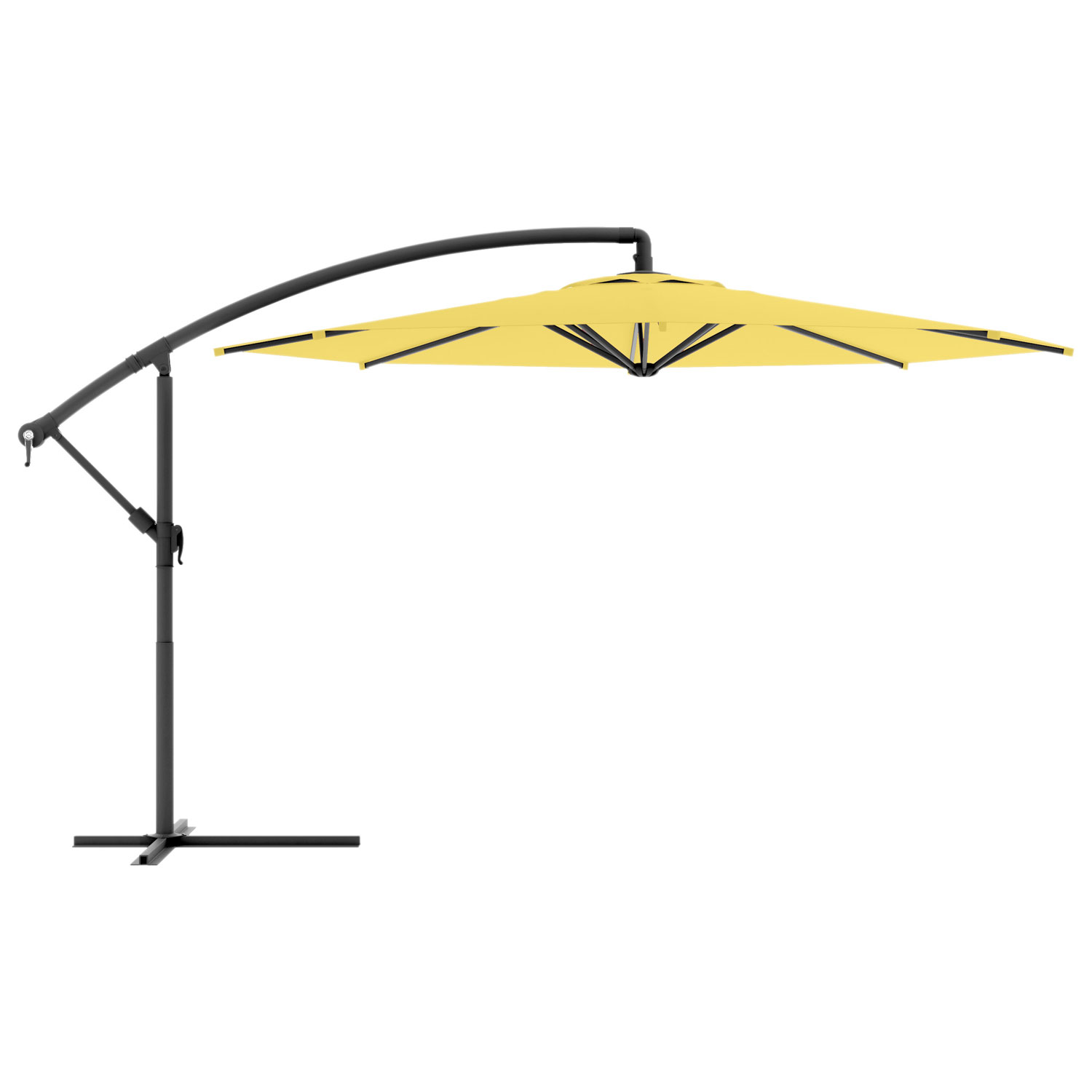 Corliving Full Sized 11 Ft Circular Offset Patio Umbrella Yellow Best Buy Canada