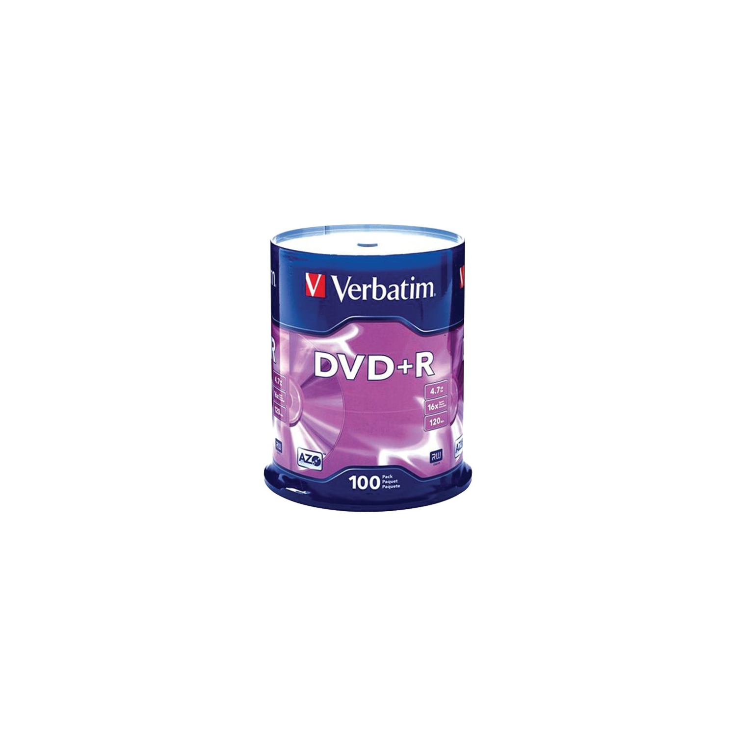 Verbatim AZO DVD+R 4.7GB 16X with Branded Surface - 100pk Spindle