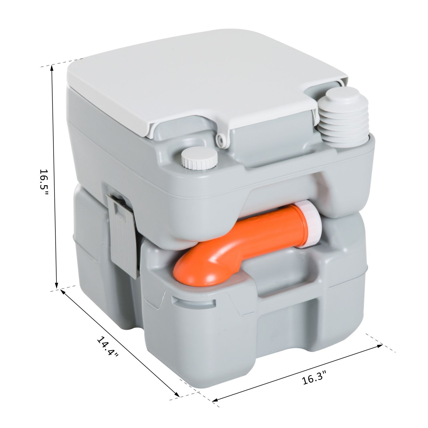 kleankin Outdoor Portable Travel Toilet Flushable Tank with Level Indicator 5.3 Gallon