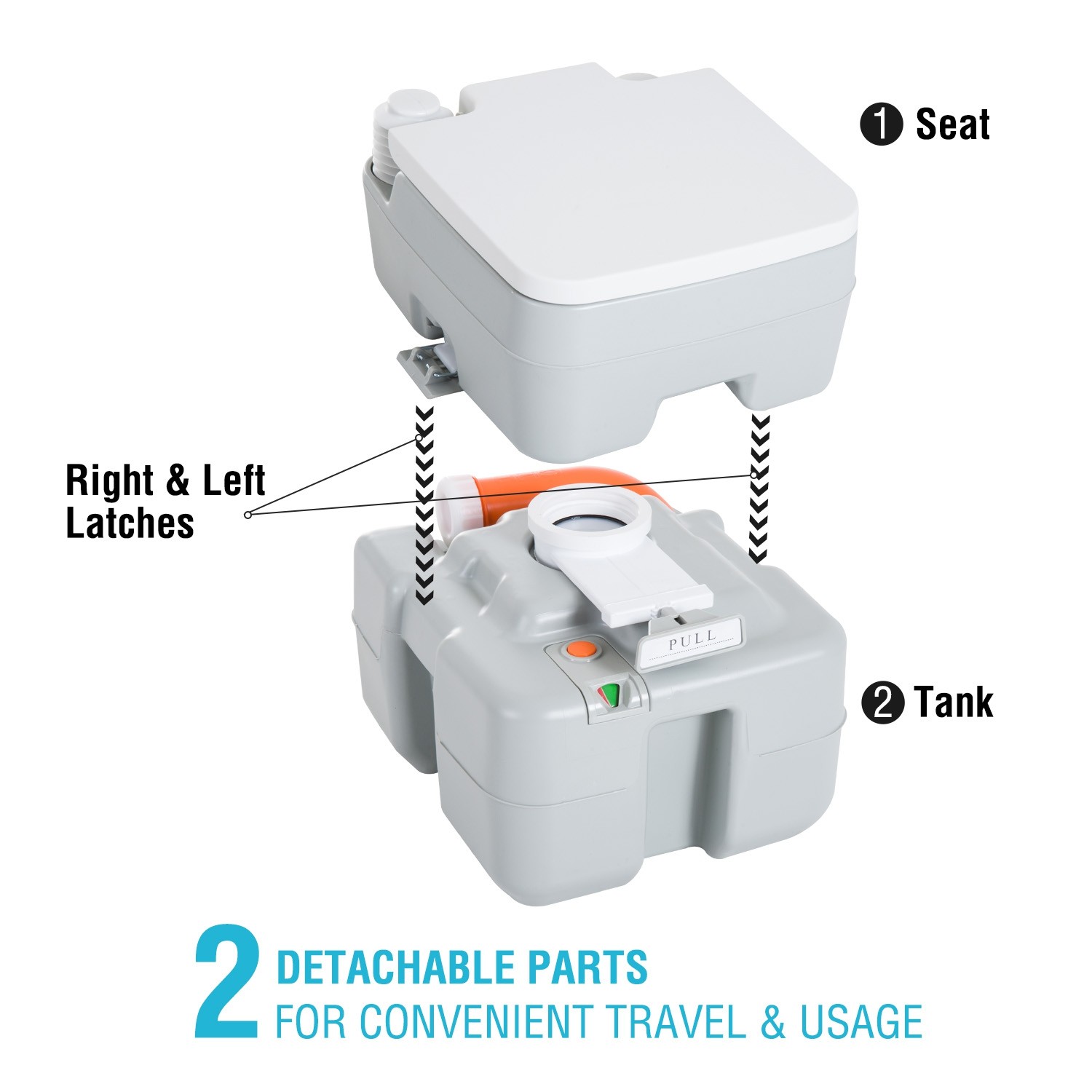 kleankin Outdoor Portable Travel Toilet Flushable Tank with Level Indicator 5.3 Gallon