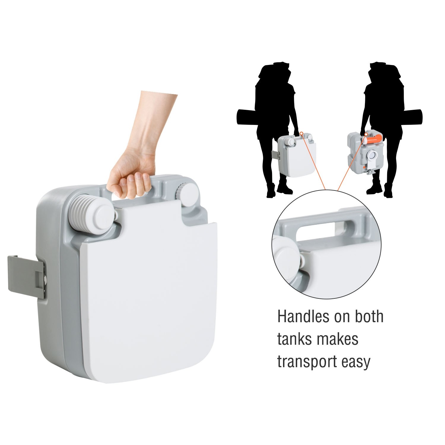 kleankin Outdoor Portable Travel Toilet Flushable Tank with Level Indicator 5.3 Gallon