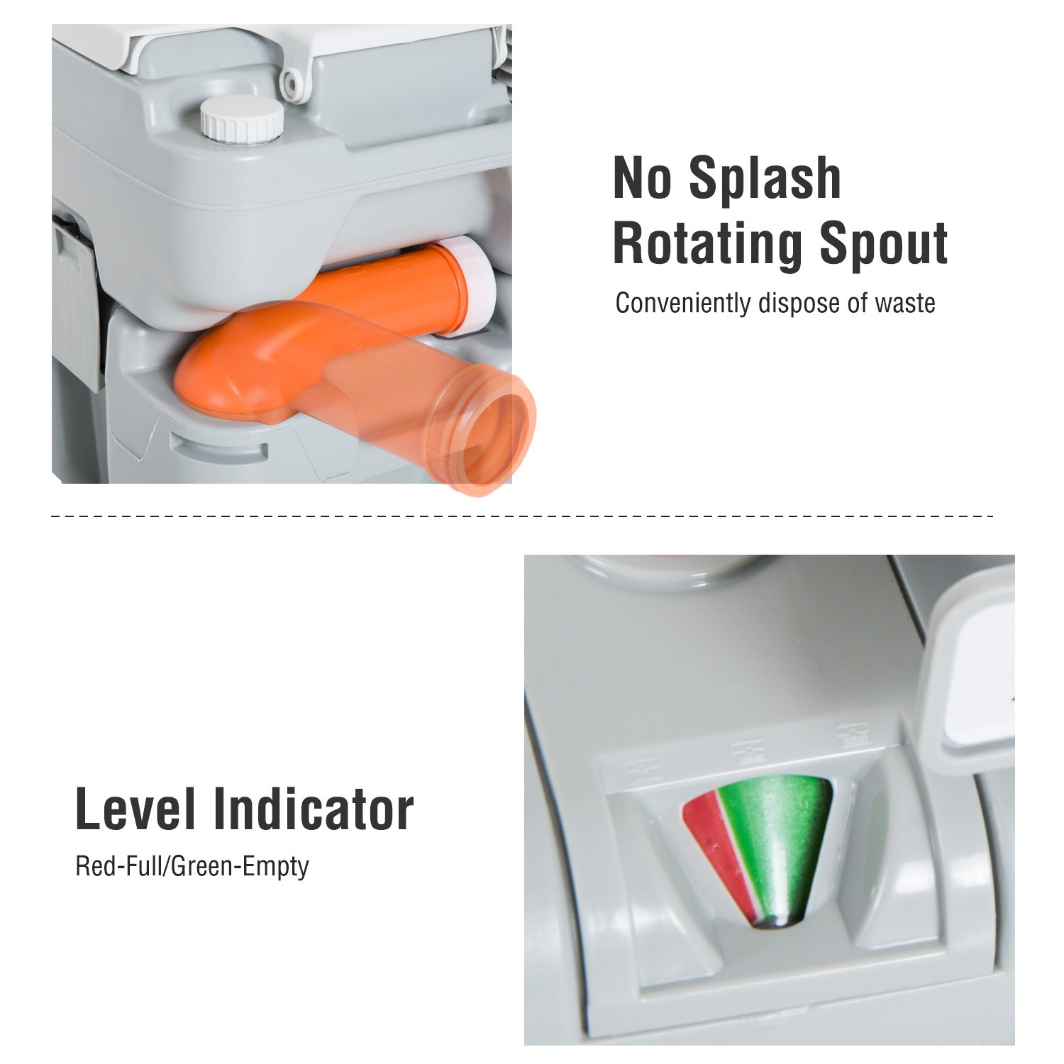 kleankin Outdoor Portable Travel Toilet Flushable Tank with Level Indicator 5.3 Gallon