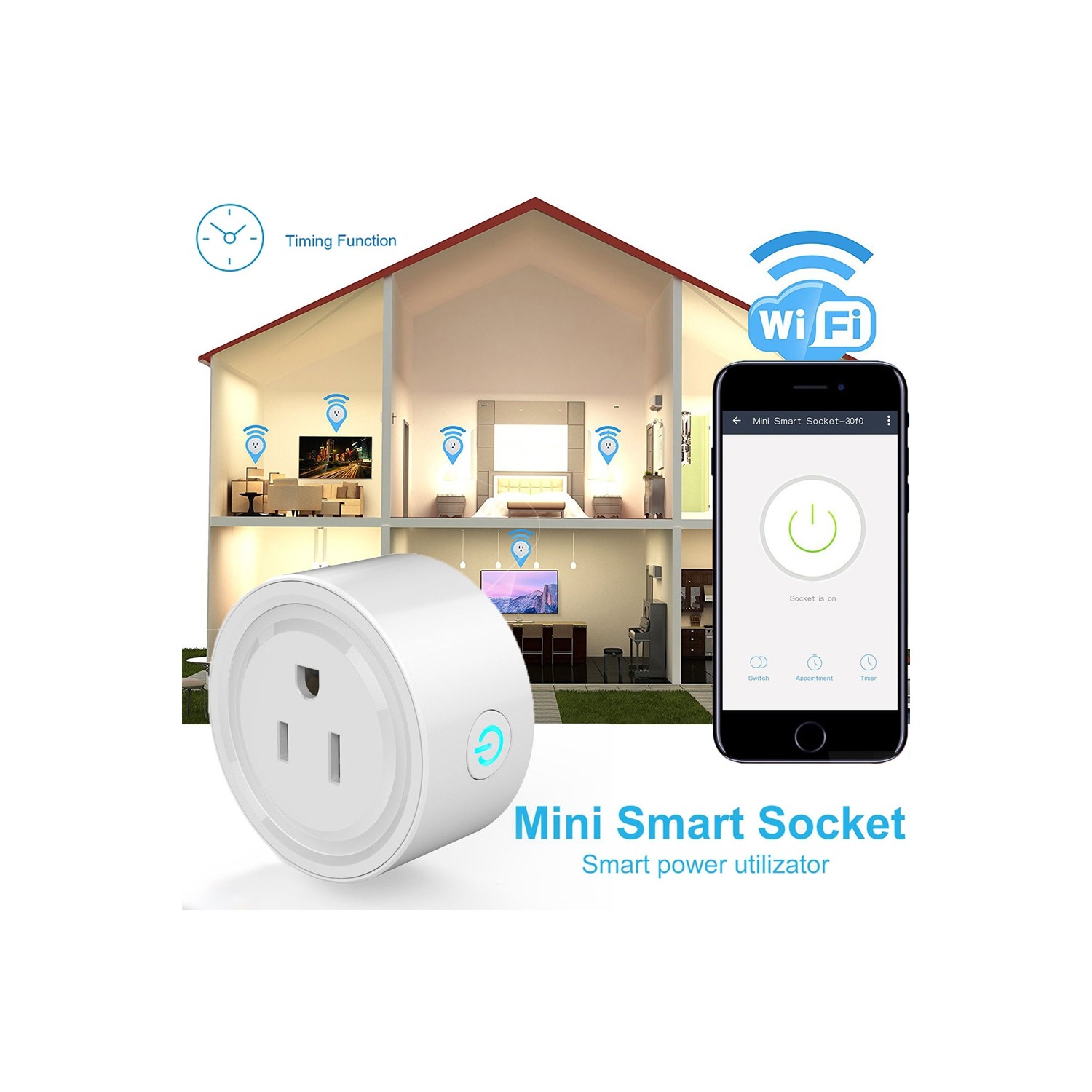 Prise c.a. Wi-Fi sans fil Ethernet prise murale intelligente contrôle à distance Internet