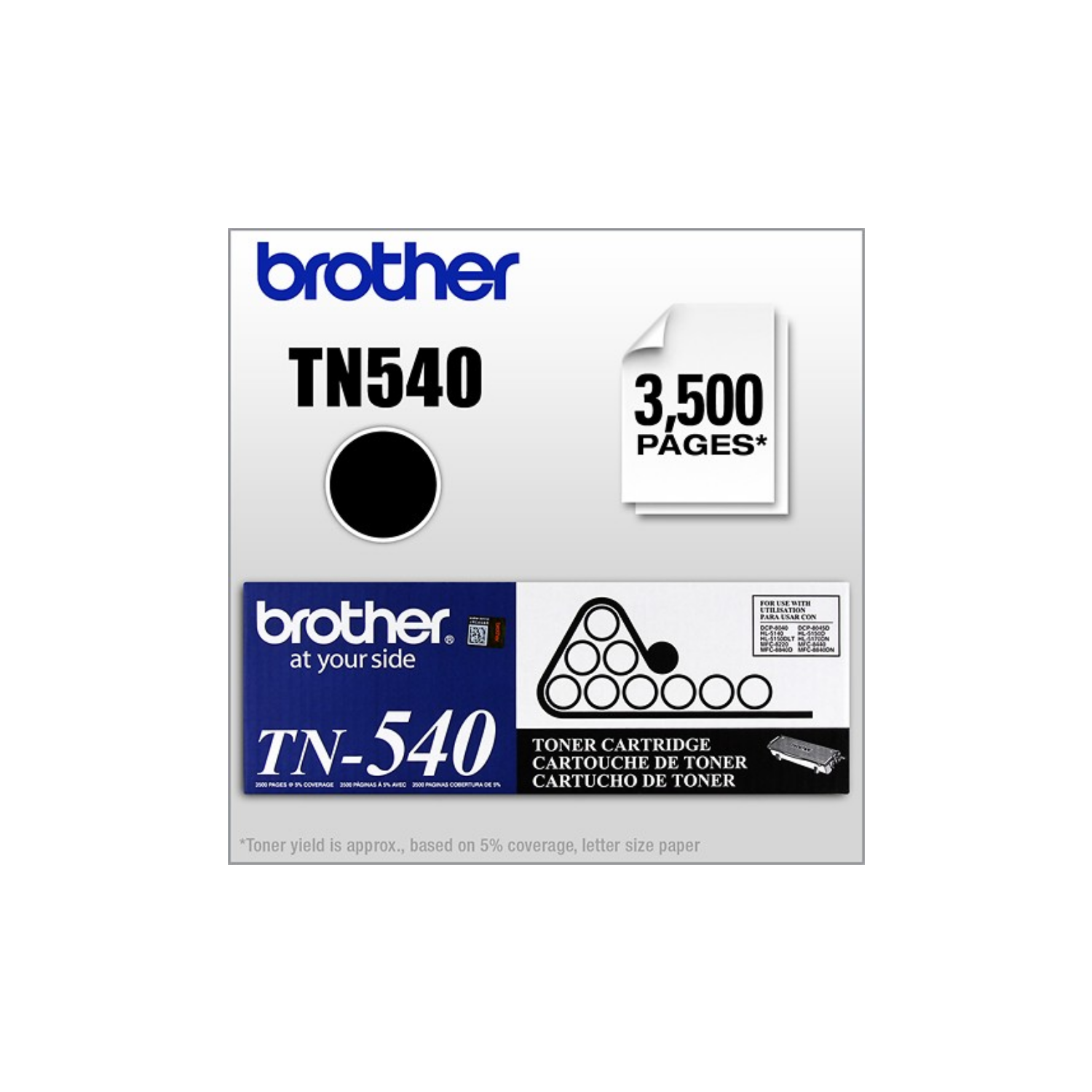 Brother TN-540, Cartouche d’origine Haut rendement Pour HL-5140/ 5150/ 5170, MFC8220/ C8440/ C8840DN, DCP8045D