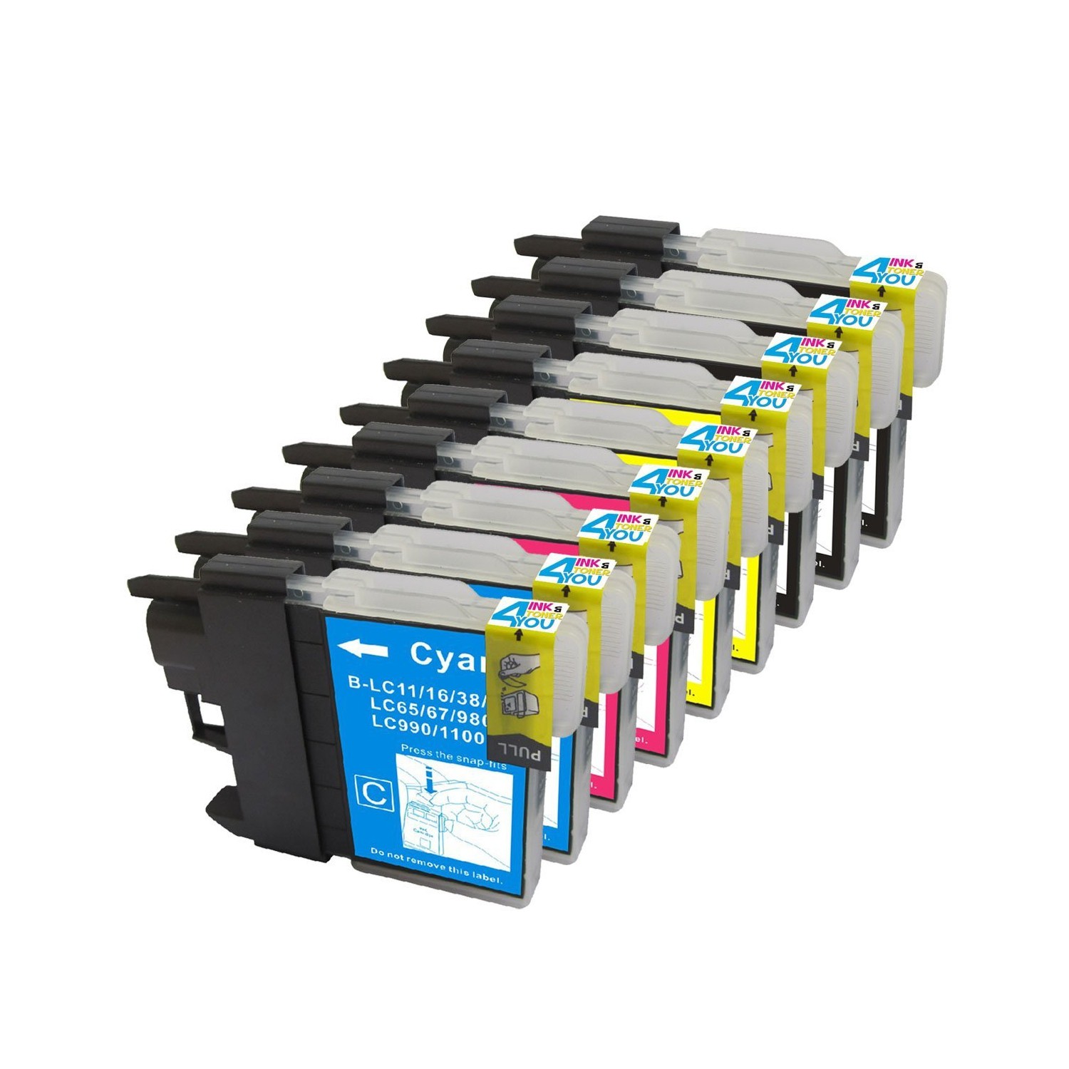 9 Pack - Compatible Ink Cartridges for Brother LC-61 LC-61 LC61 XL LC-61BK LC-61C LC-61M LC-61Y Inkjet Cartridge Compatible Wi