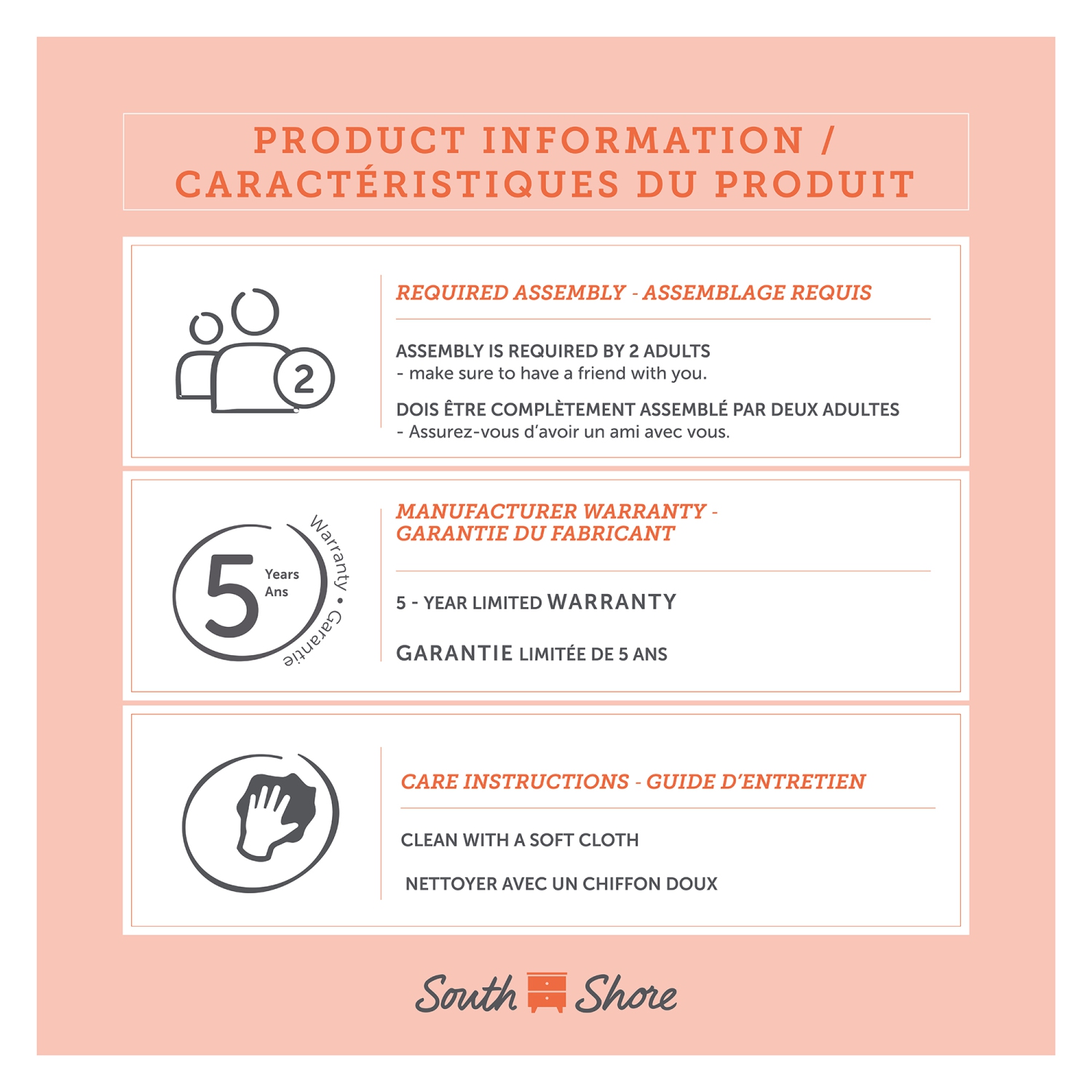 Bureau de travail avec support à clavier Axess, Blanc solide de Meubles South Shore