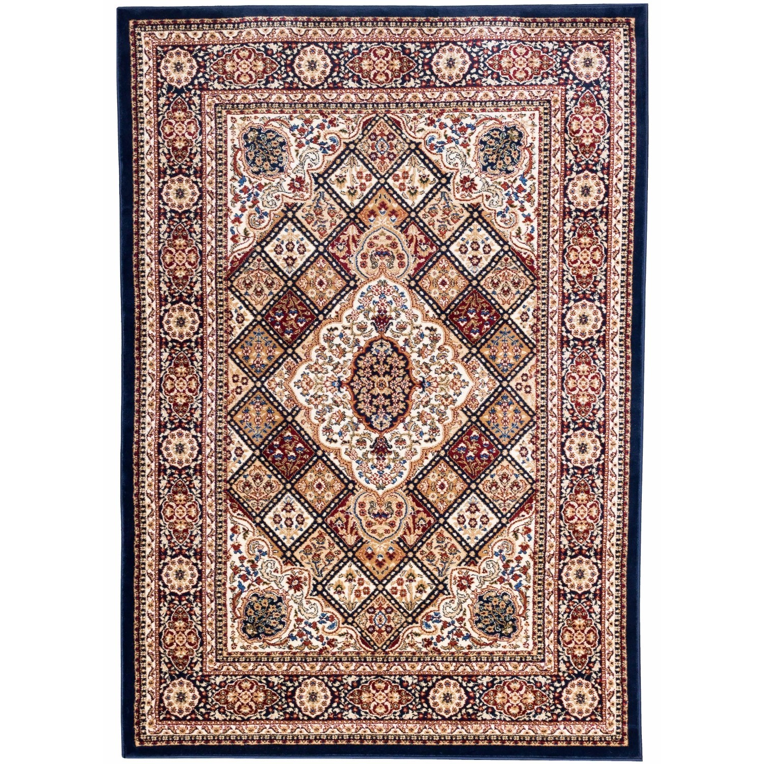 Tapis de 6'7"x9'6" pi de Kerman d'AG Home - Bleu marine mosaïque