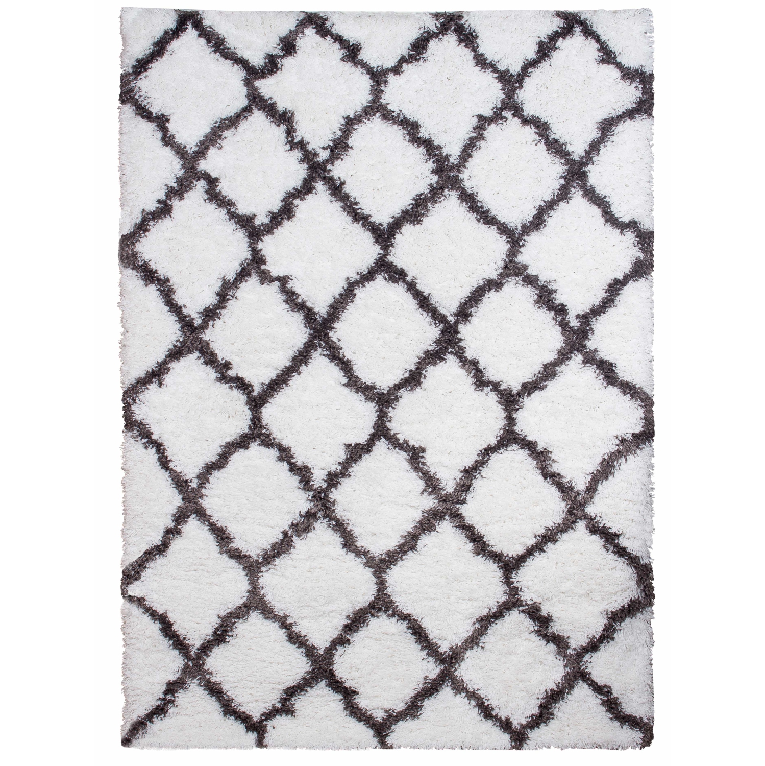 AG Home Kerrisdale Lattice 2'7" x 4'11" Shag Area Rug - White