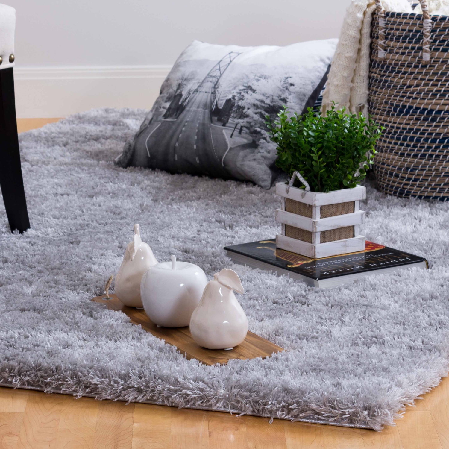 Tapis à poils longs 3 pi 11 po x 5 pi 7 po Kerrisdale d’AG Home - Gris