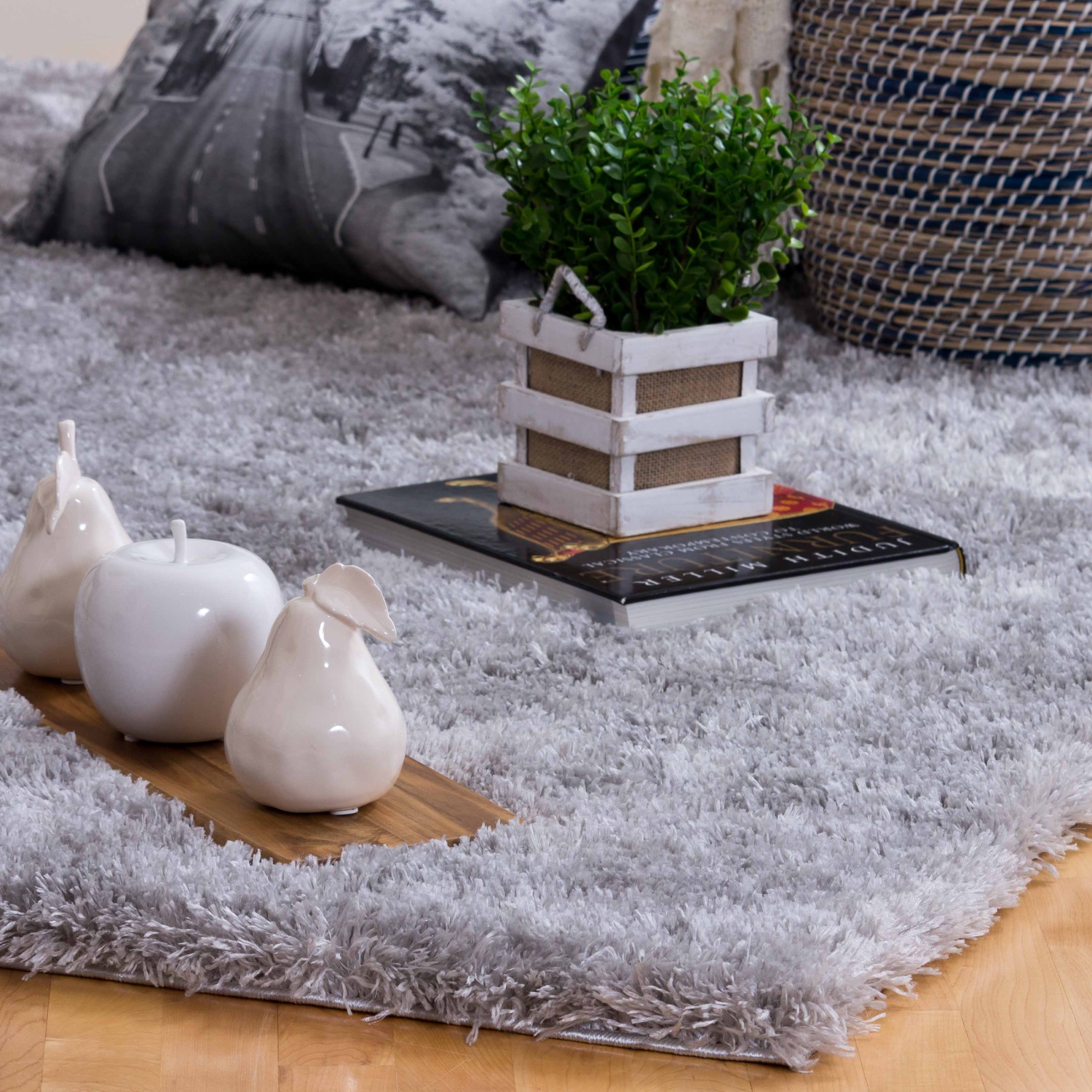 Tapis à poils longs 3 pi 11 po x 5 pi 7 po Kerrisdale d’AG Home - Gris