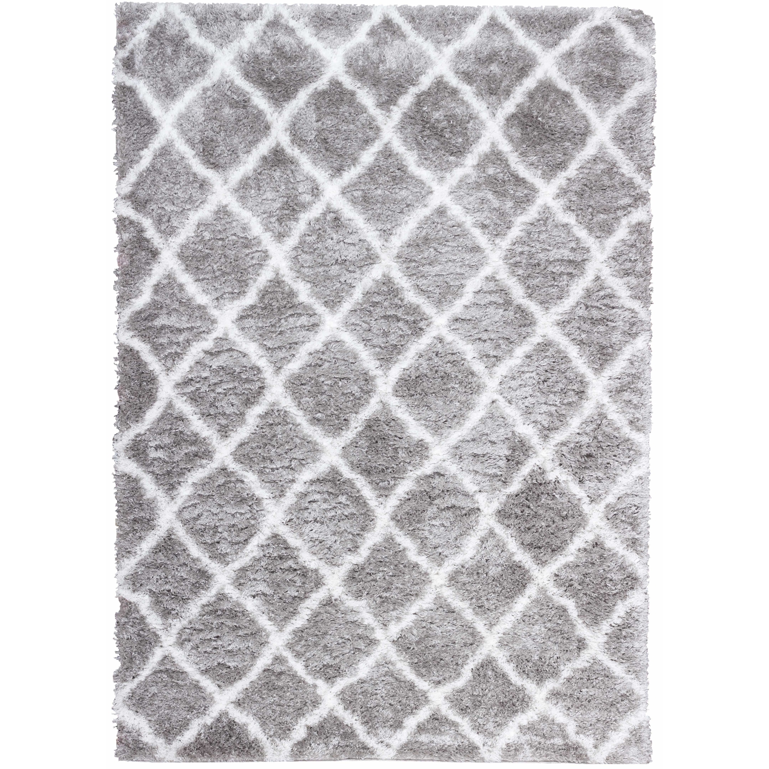 Tapis à poils longs à motif de treillis Kerrisdale, gris, 6 pi 7 po x 9 pi 6 po