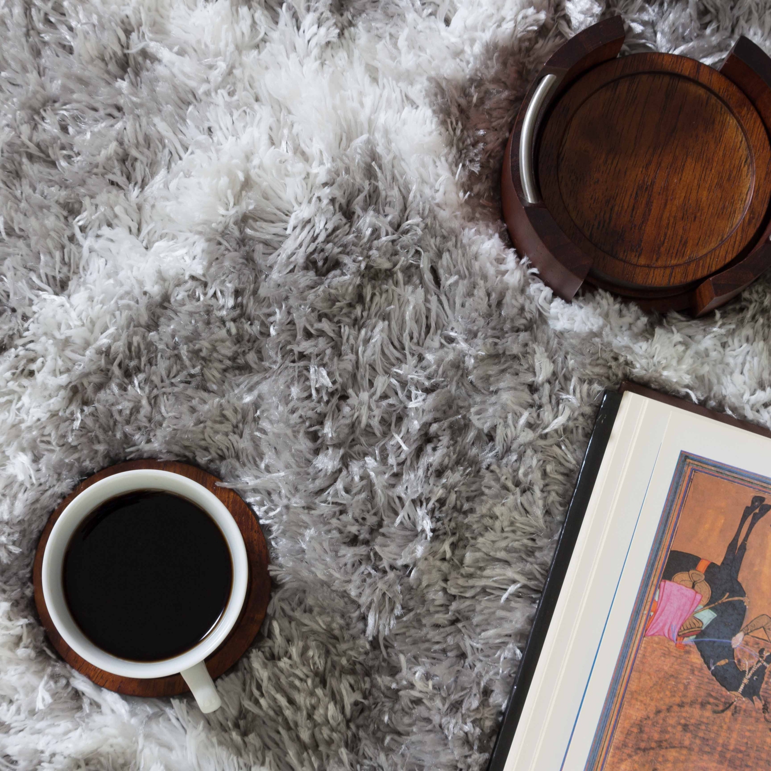 Tapis à poils longs à motif de treillis Kerrisdale, gris, 6 pi 7 po x 9 pi 6 po