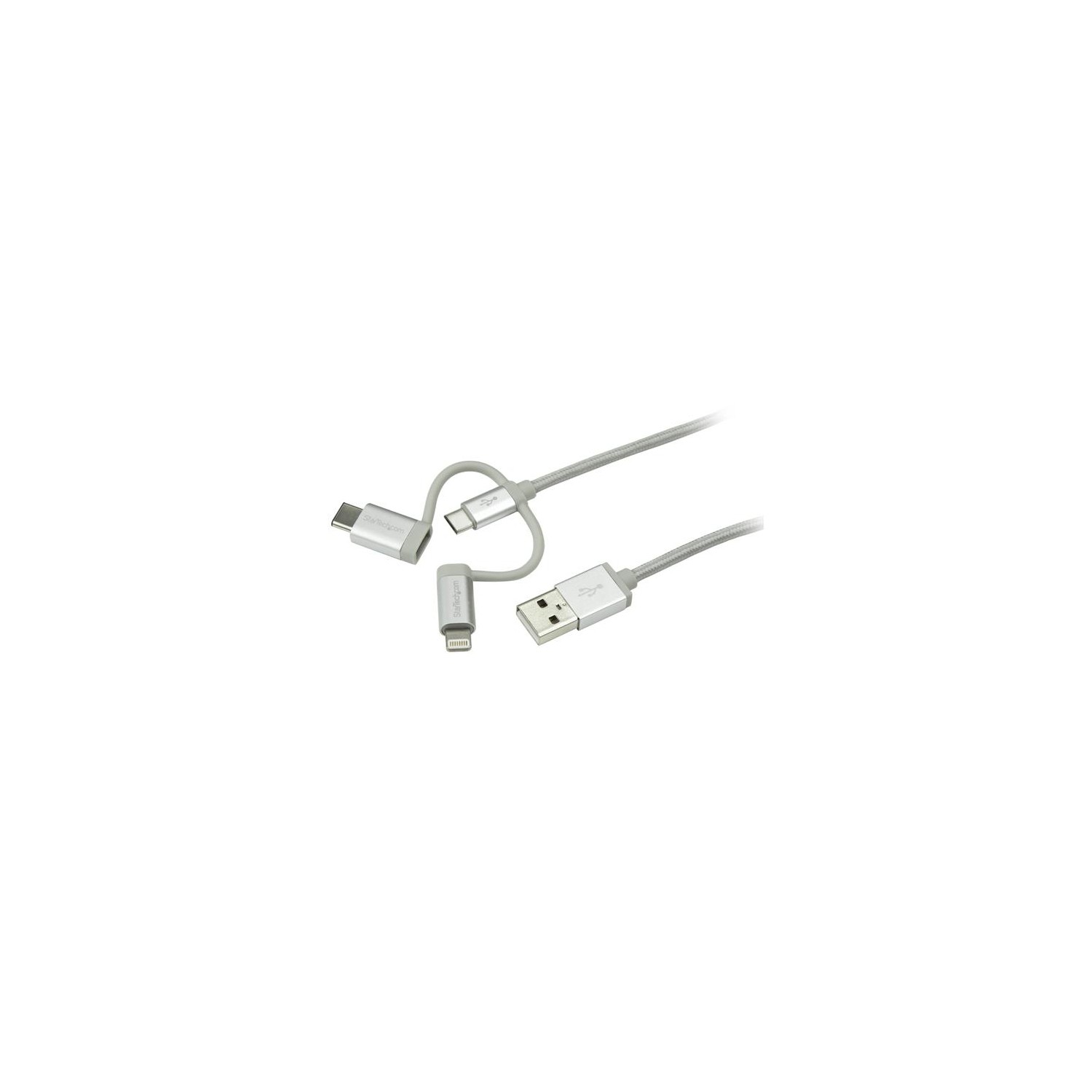 StarTech 1m USB Multi Charger Cable - Braided - Lightning USB C Micro-B