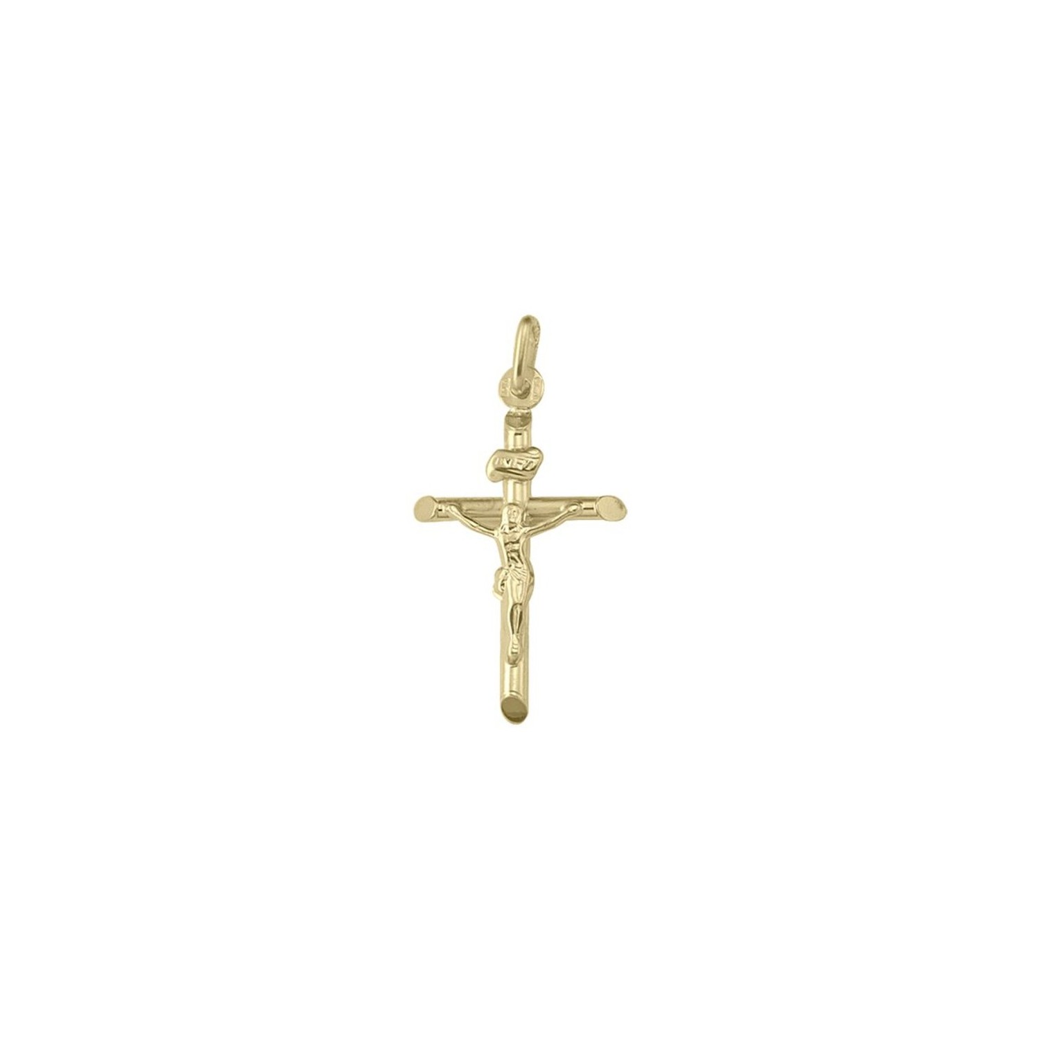10K Yellow Gold Religious Italian Cross with Crusifix
