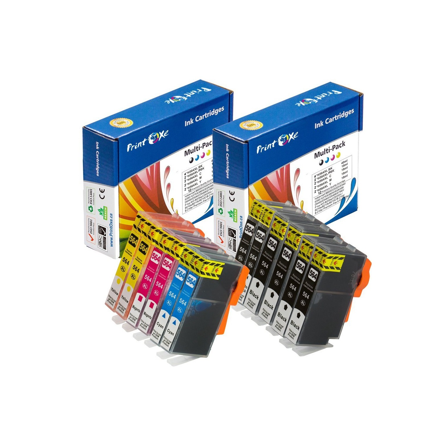 vPrintOxe™ Compatible 12 Ink Cartridges for 564XL with XL Chips ( 4 Black, 2 Photo BK, 2 Cyan, 2 M