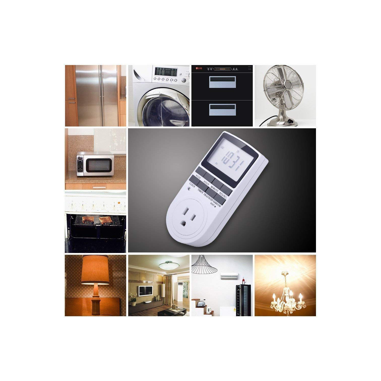 15A 1800W 24 Hour Digital Timer Socket, 7 Day Digital Programmable Switch with 3-prong Outlet for Lights and Appliances