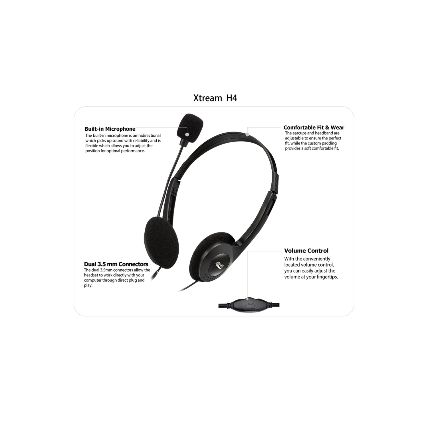 Adesso Xtream H4 - Stereo Headset with Microphone