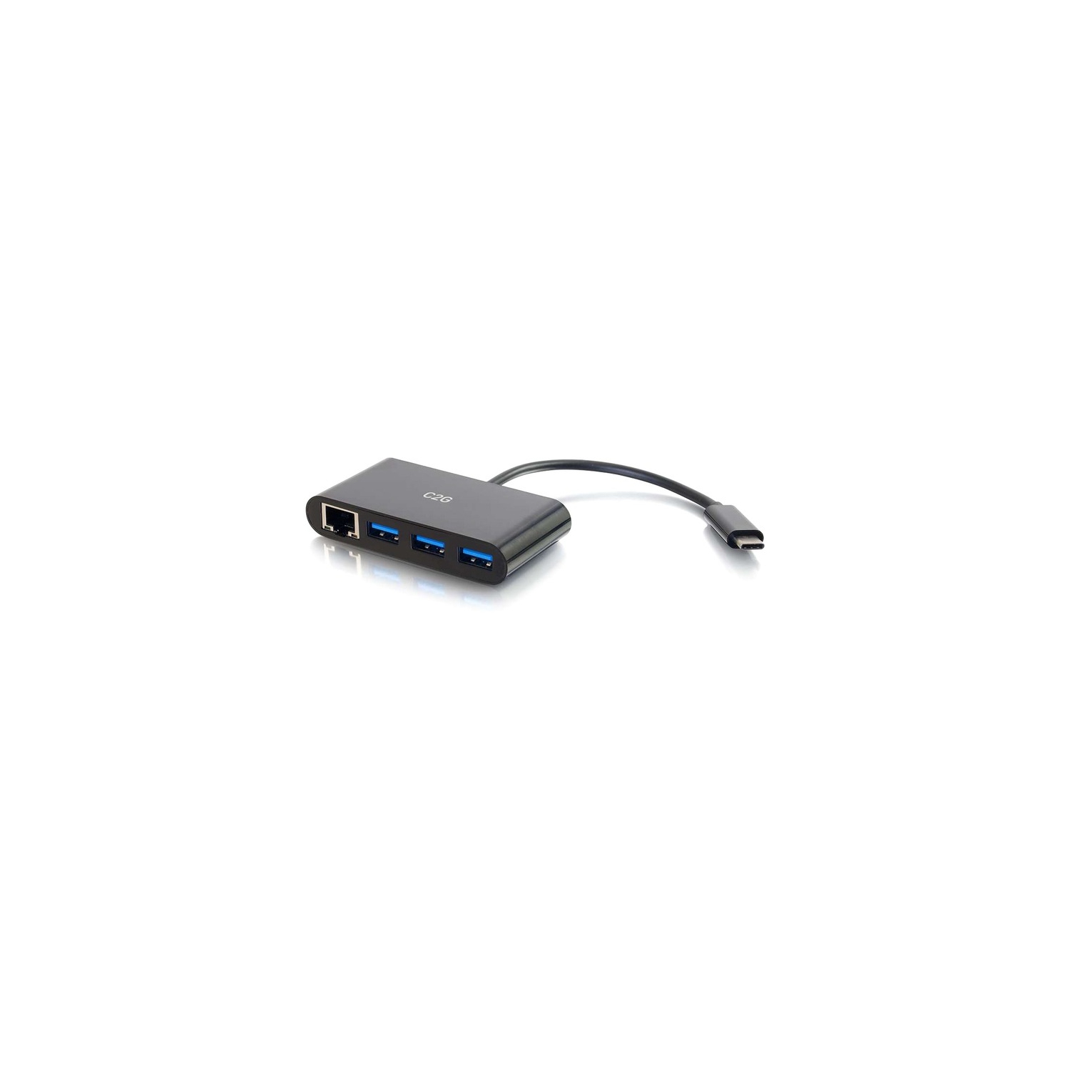 C2G USB C Ethernet and 3 Port USB A Hub - Black