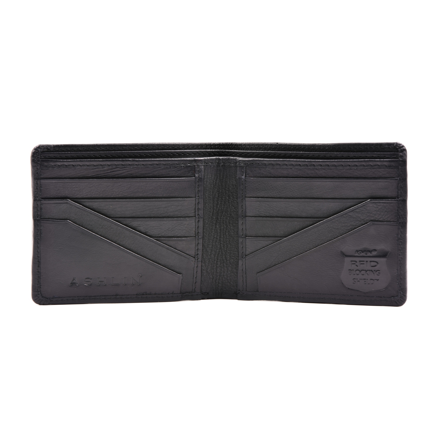 Ashlin – Portefeuille pour homme anti-RFID AVEC poches inclinées, noir