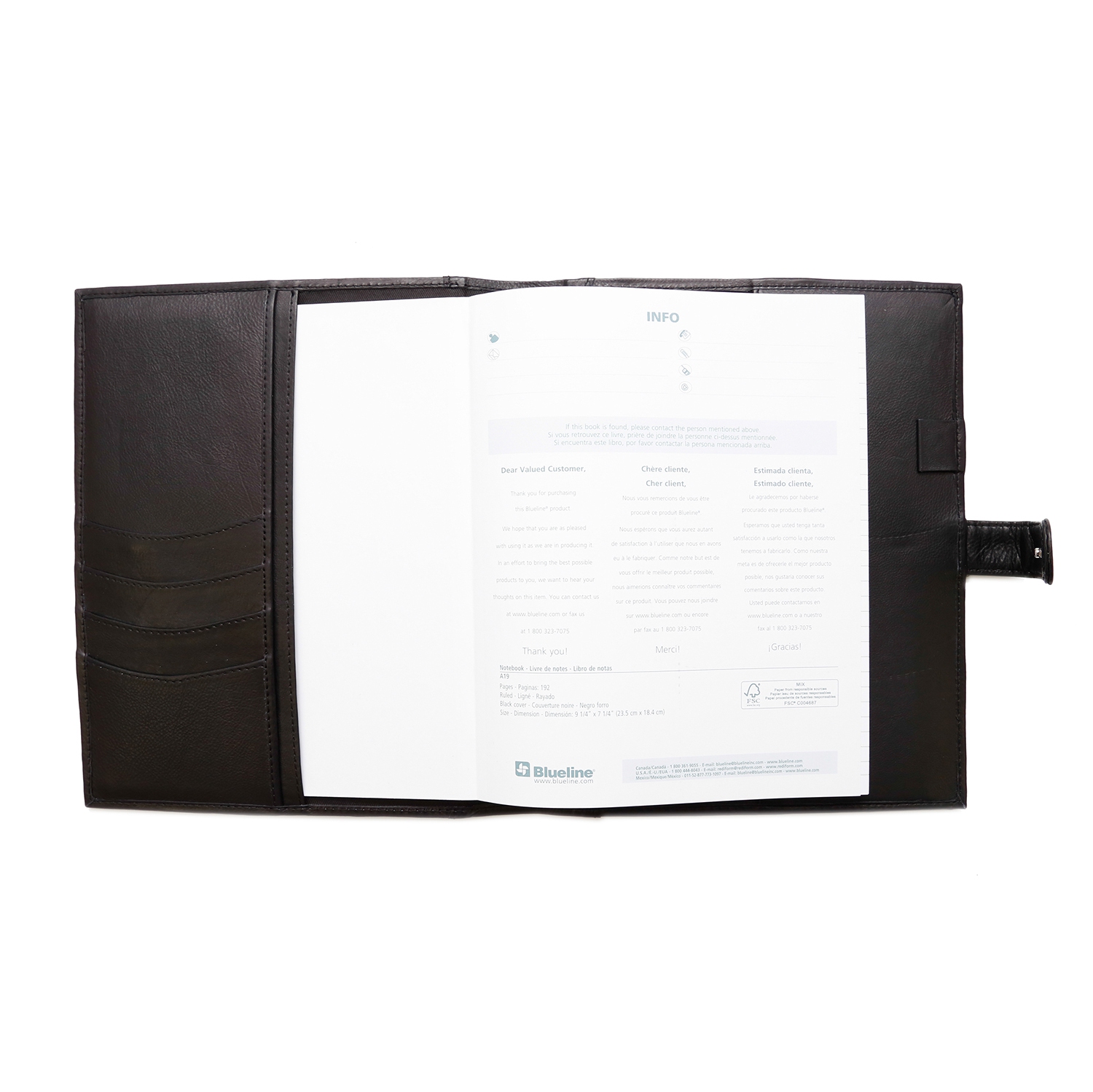 Ashlin® DESIGNER | HOUGH Refillable Journal with book card pockets strap