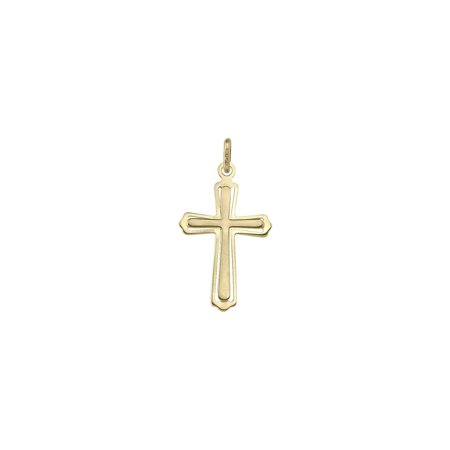 10K Yellow Gold Flat Religious Classic Italian Cross in Cross Pendant