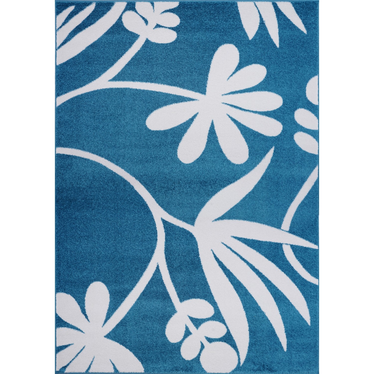 Tapis à motif floral bleu et crème Ladole, 5 x 7 pi 5 3 po x 7 pi 4 po, 160 cm x 225 cm