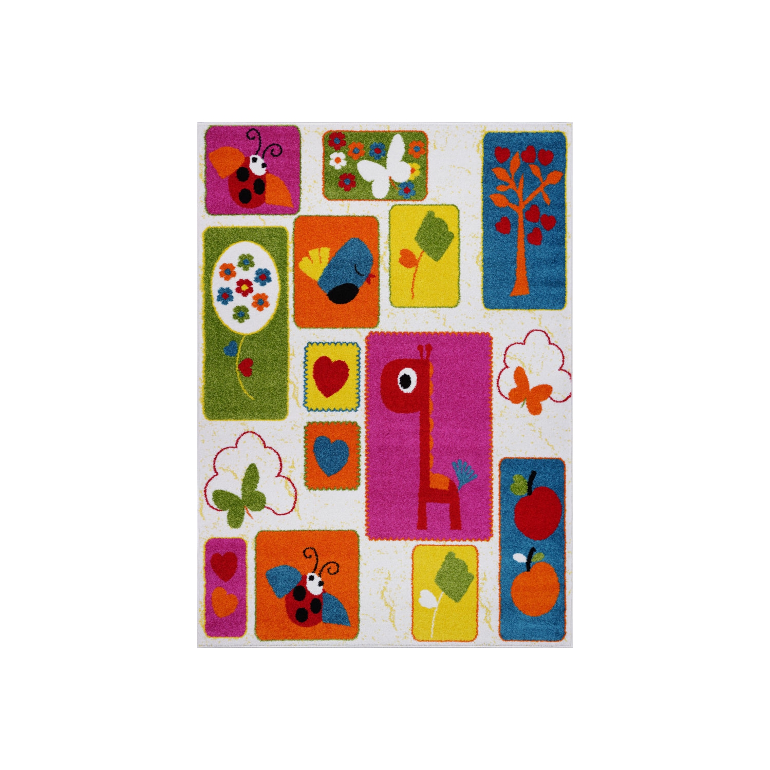 Ladole Rugs Cream and Multicolor Nature Theme Kids Area Rug Carpet, 5x7