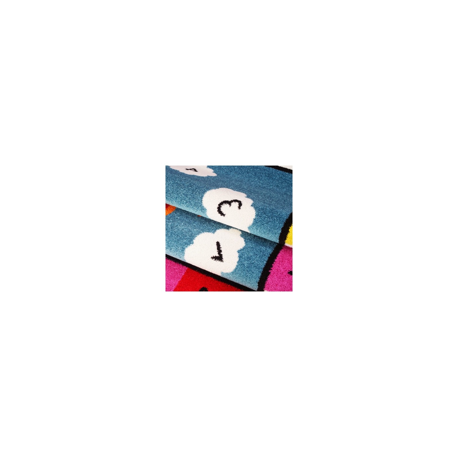 Adole – Tapis bleu pour enfants, nombres et alphabet, 4 x 6 pi