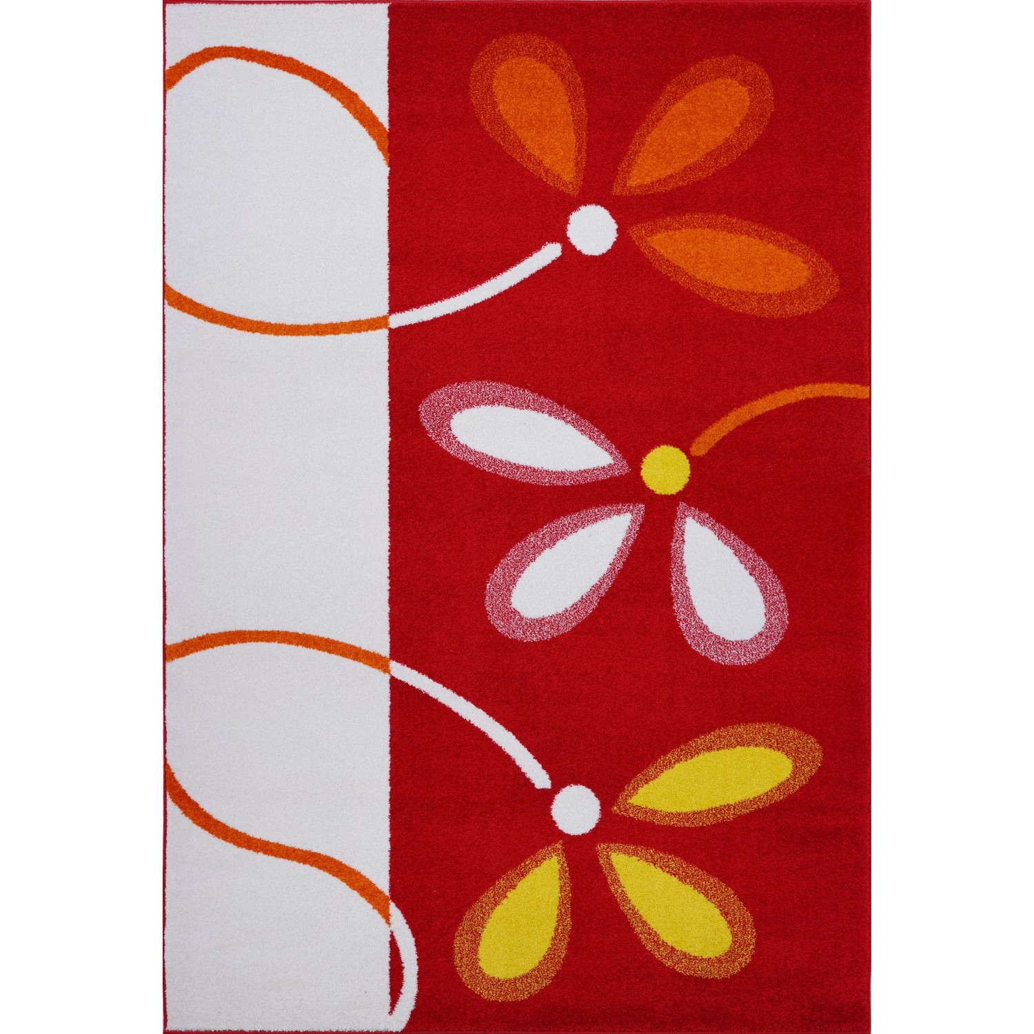 Ladole Rugs Floral Pattern Area Rug Carpet in Cream Red, 7x10