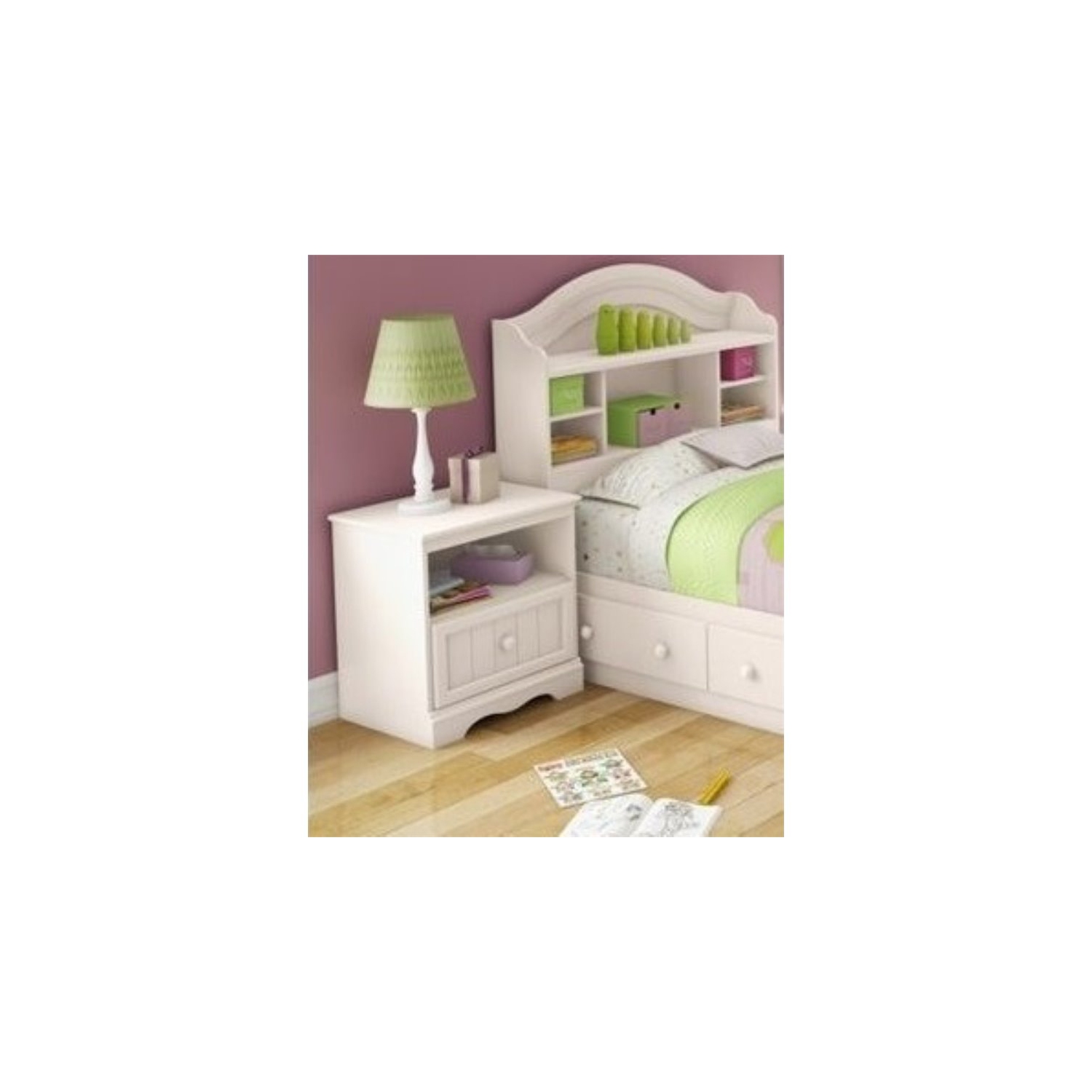 Table de chevet 1 tiroir Savannah, Blanc solide de Meubles South Shore