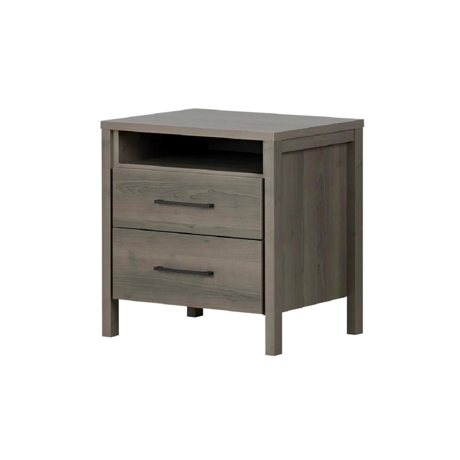 South Shore Gravity 2-Drawer Nightstand, Gray Maple