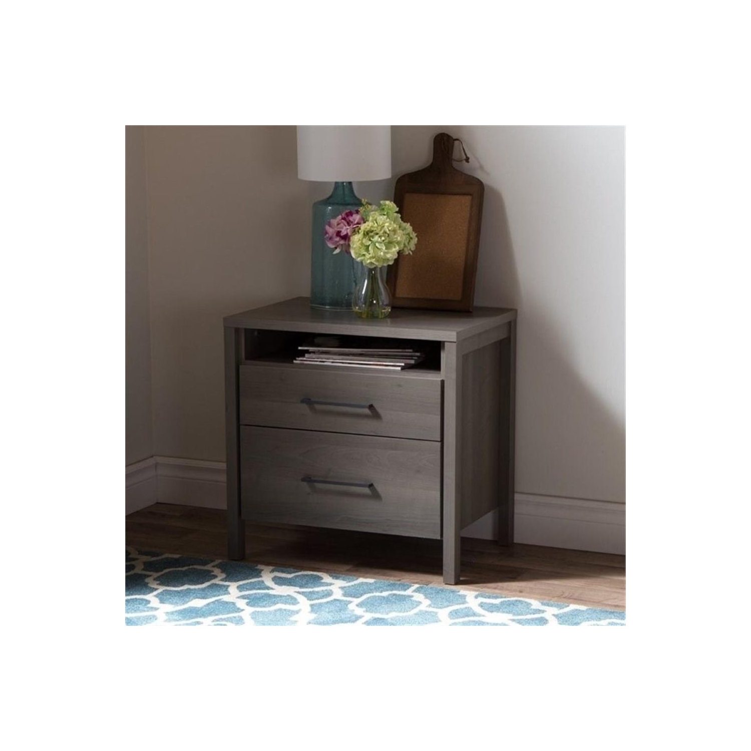 South Shore Gravity 2-Drawer Nightstand, Gray Maple