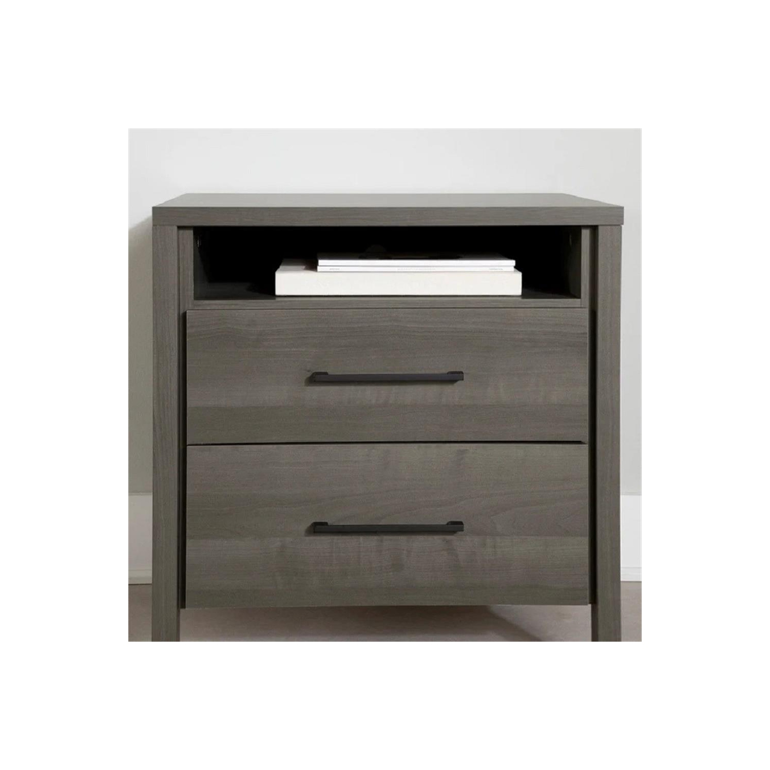 South Shore Gravity 2-Drawer Nightstand, Gray Maple