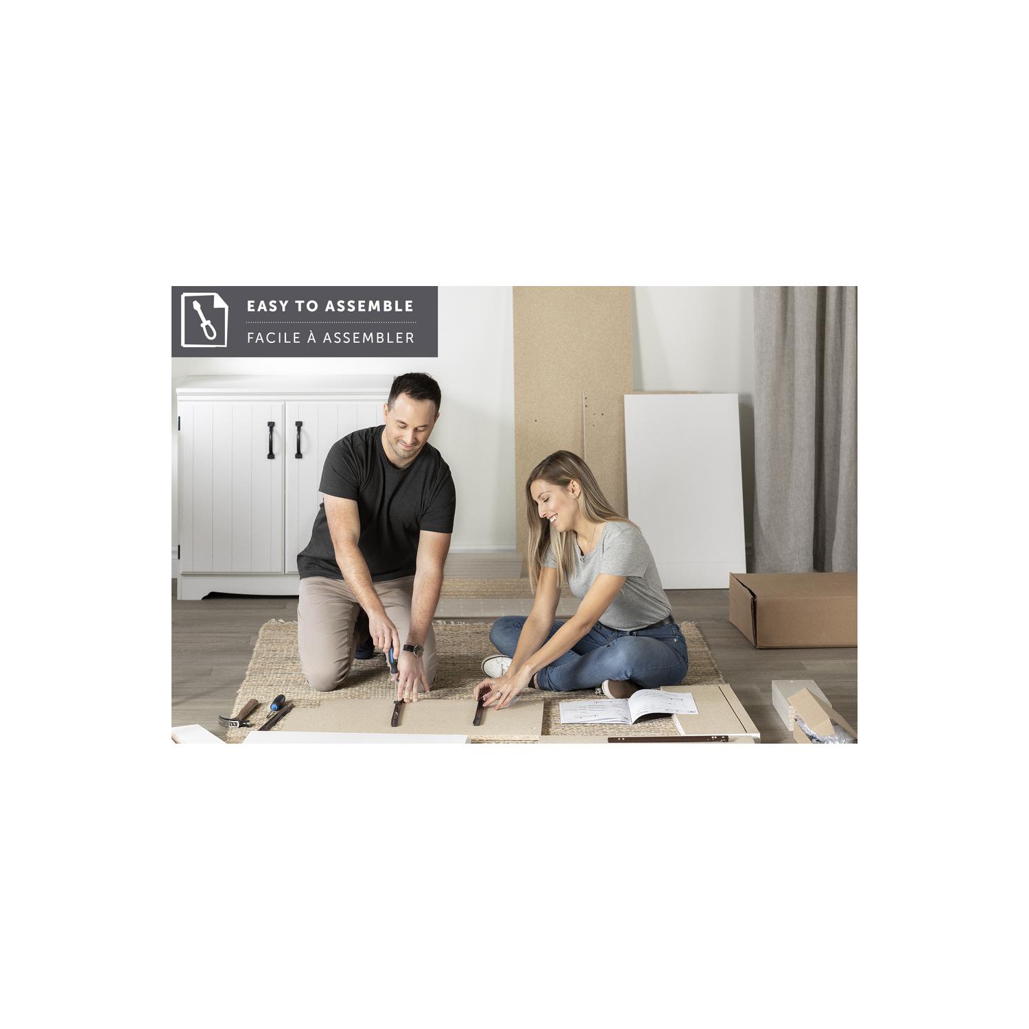 South Shore Versa 6-Drawer Double Dresser and 2-Drawer Nightstand, Gray Maple