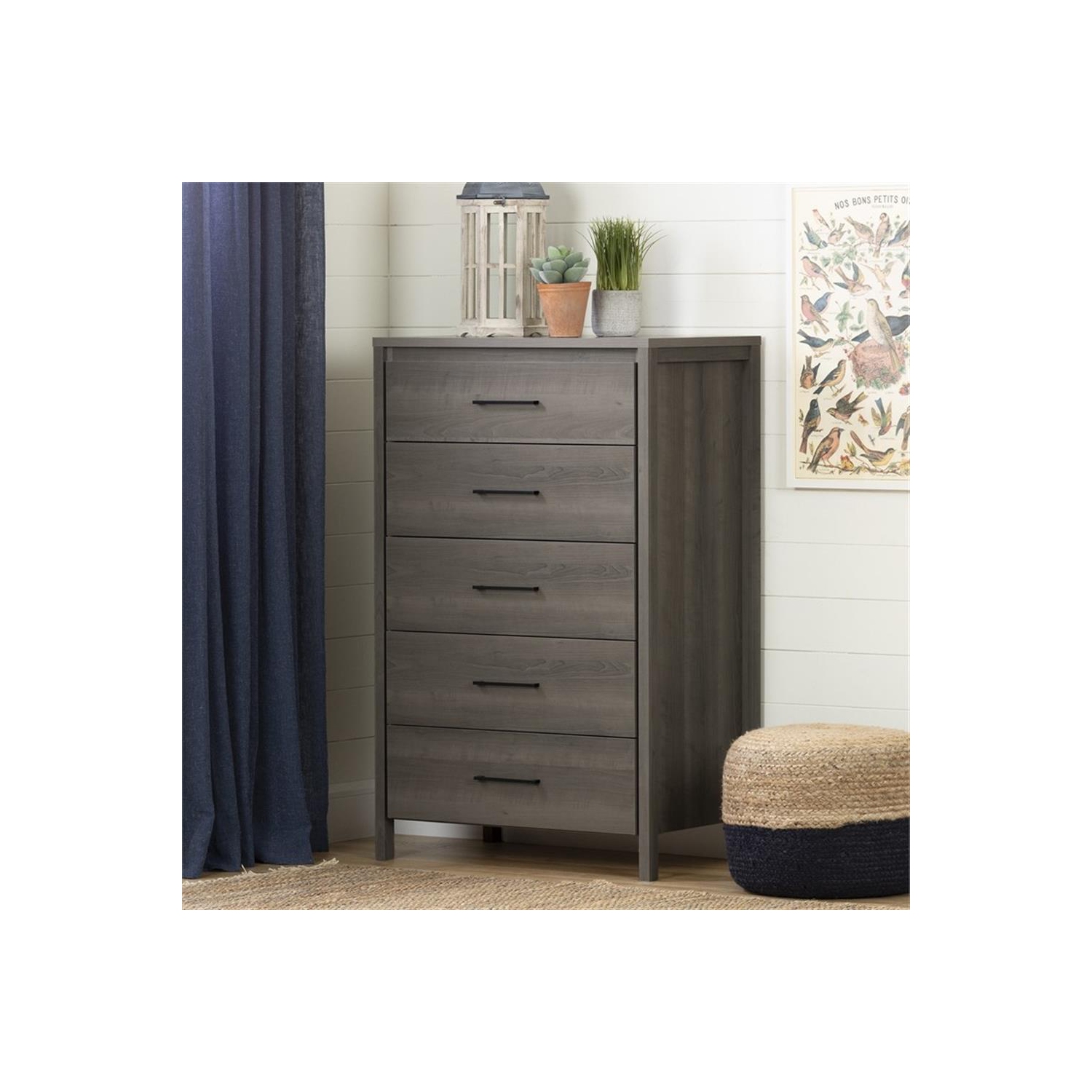 South Shore Gravity 5-Drawer Chest, Gray Maple