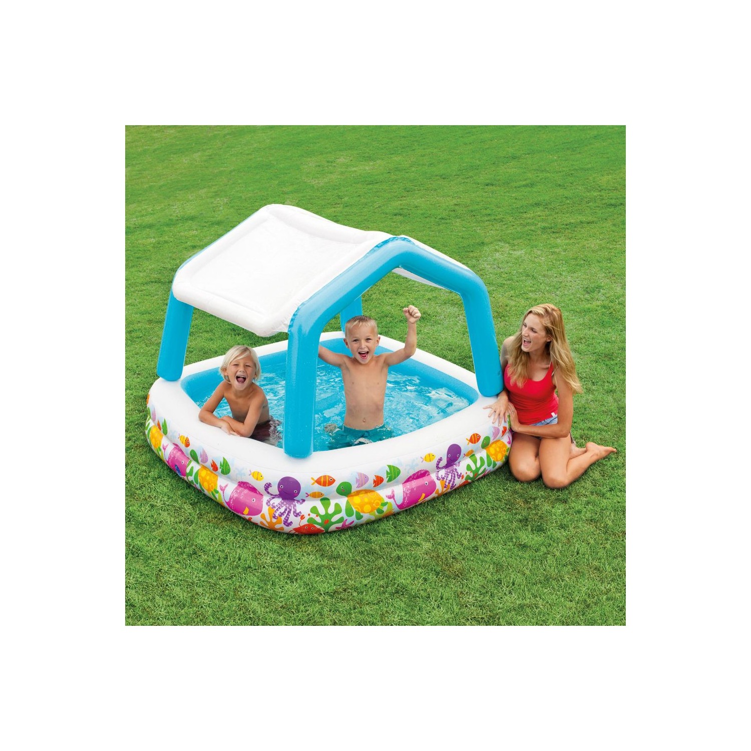 Intex Sun Shade Inflatable Pool, 62" X 62" X 48", For Ages 2+