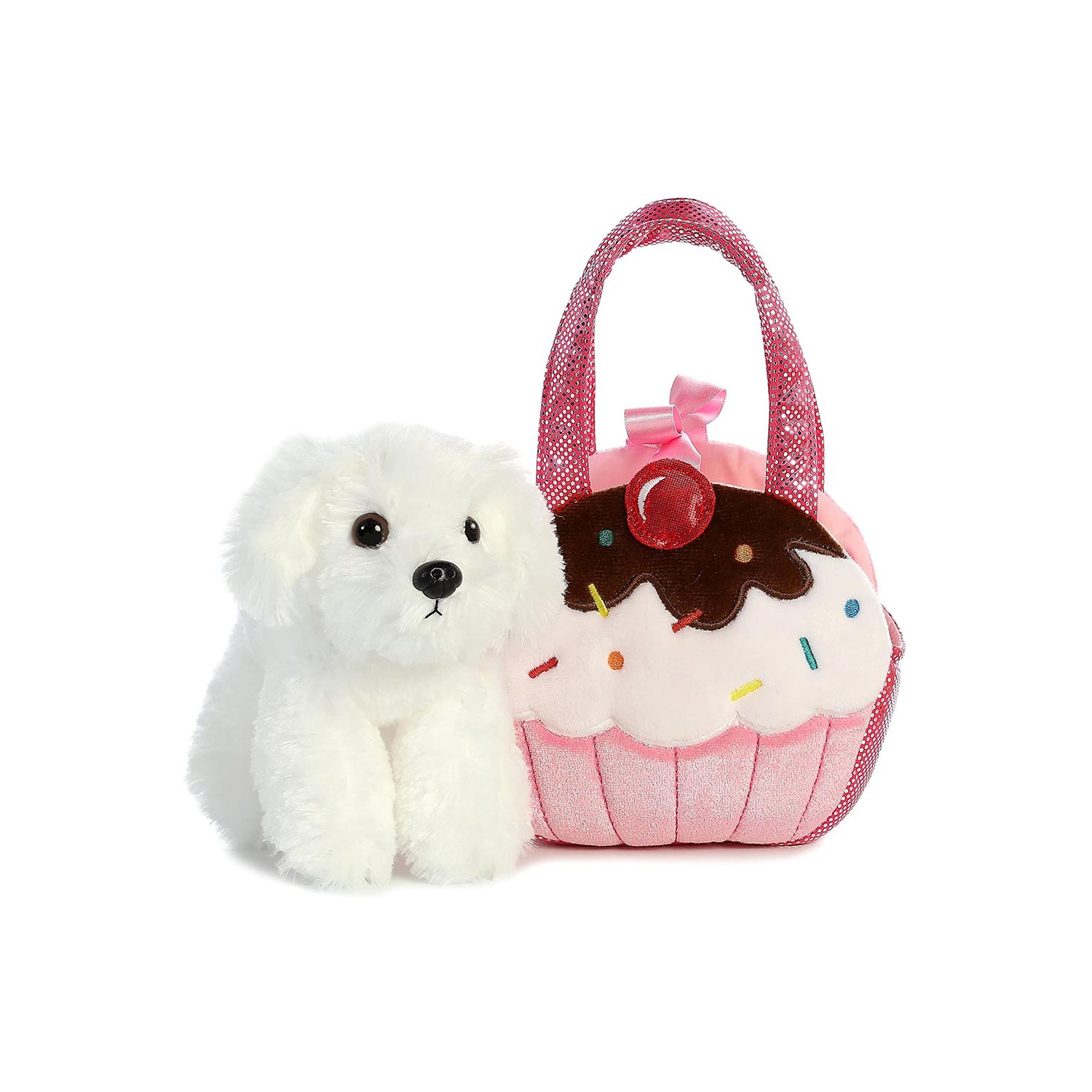 Aurora World Fancy Pals Pet Carrier Sweets Cupcake & Puppy Plush