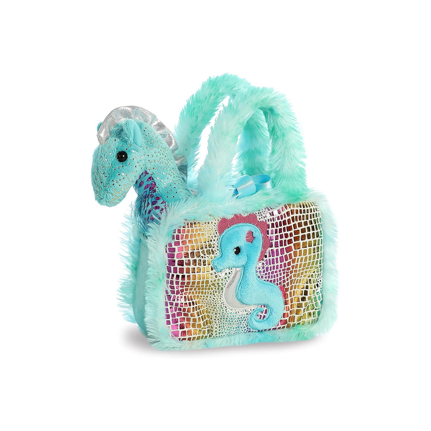 Aurora World Pet Carrier Plush Toy Animal, Fancy Pals Seahorse, 6"