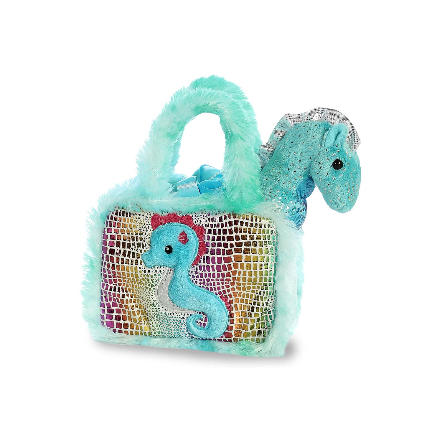 Aurora World Pet Carrier Plush Toy Animal, Fancy Pals Seahorse, 6"