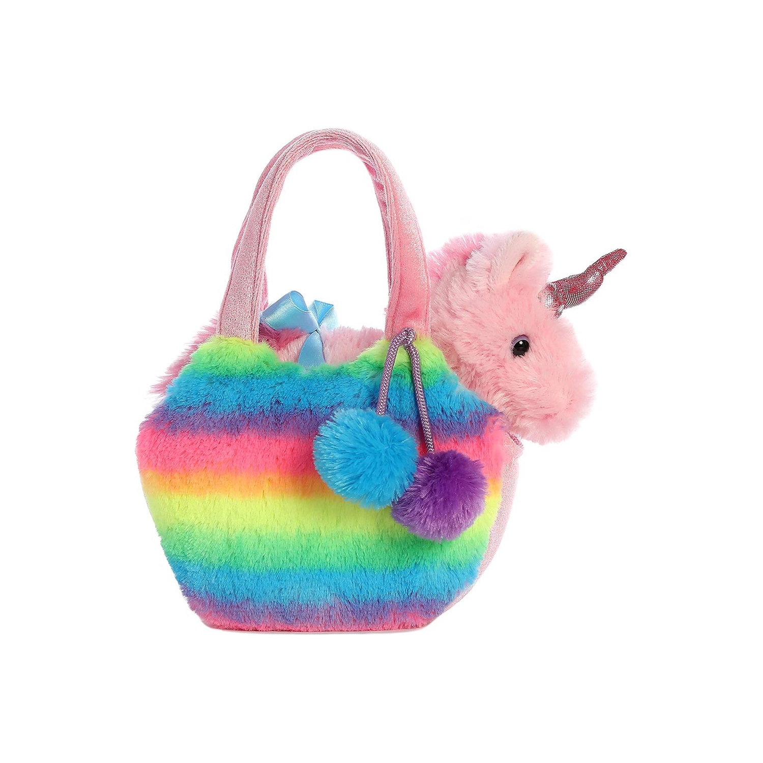 Aurora World Fancy Pals Pet Unicorn Carrier Plush, Rainbow