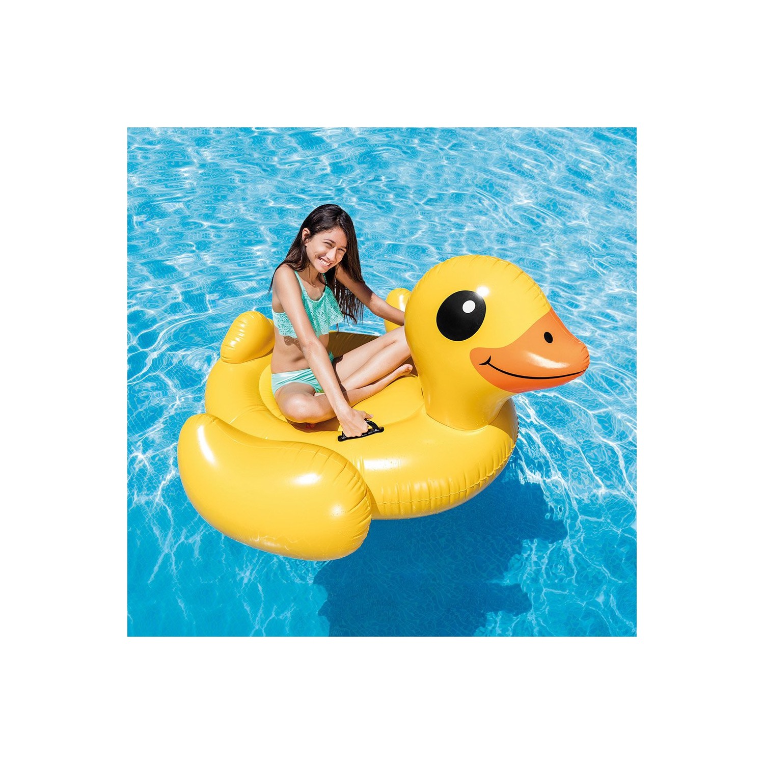 Intex Yellow Duck Inflatable Ride-On, 58" X 58" X 32", For Ages 14+