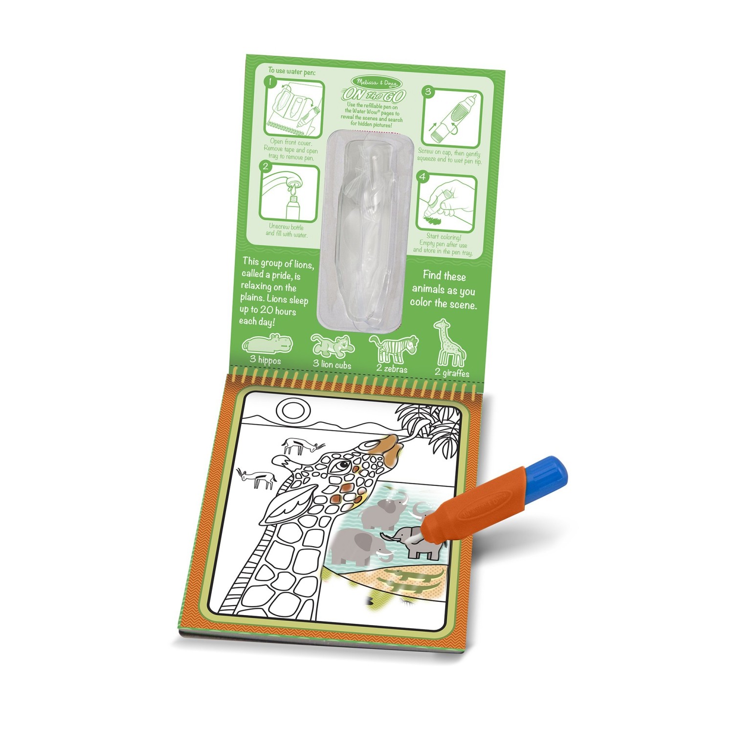 Melissa & Doug On The Go Water Wow! Reusable Water-Reveal Activity Pad - Safari
