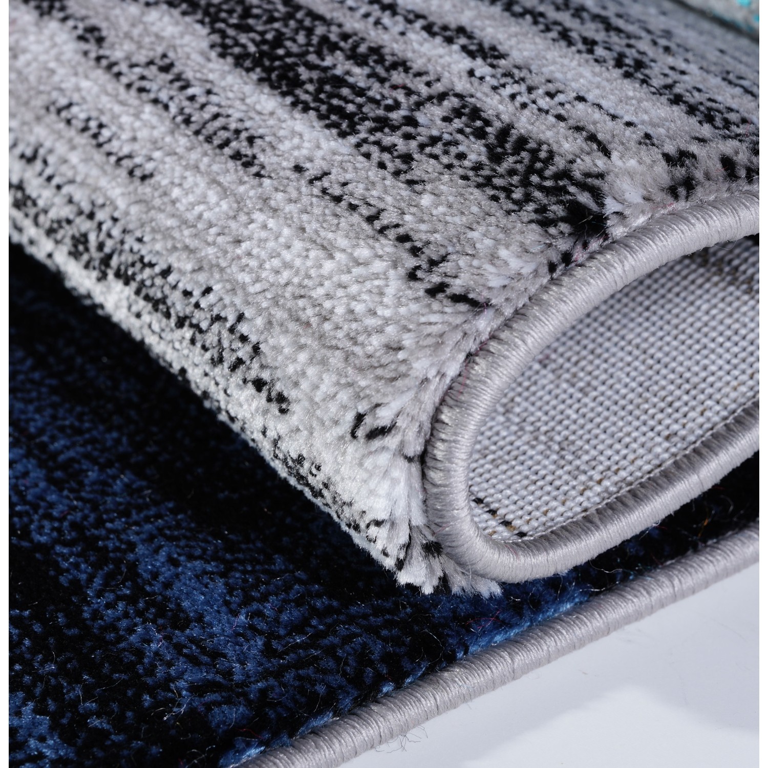 Ladole Rugs Geometric Abstract Area Rug Carpet in Grey Turquoise, 2'7" x 9'10"