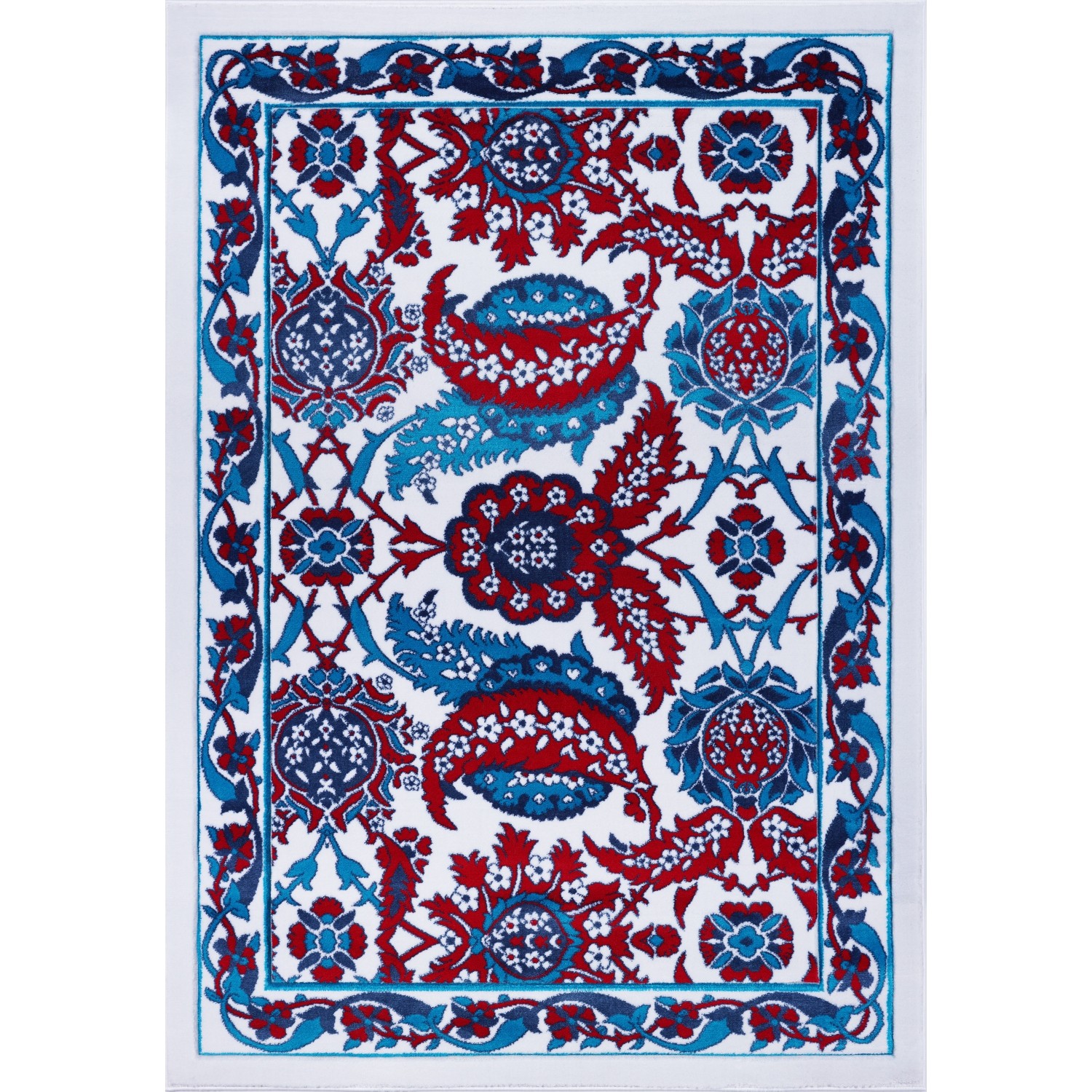LA Dole Ornamental Pattern Carpet 5'3" x 7'6" Rectangle Area Rug - Blue/Red