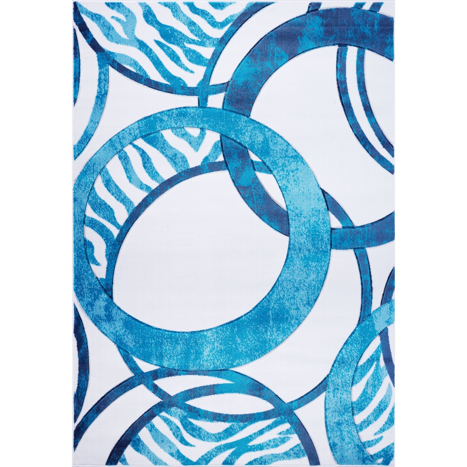 LA Dole Abstract Circles Geometric Carpet 5'3" x 7'6" Rectangle Area Rug - Blue/White