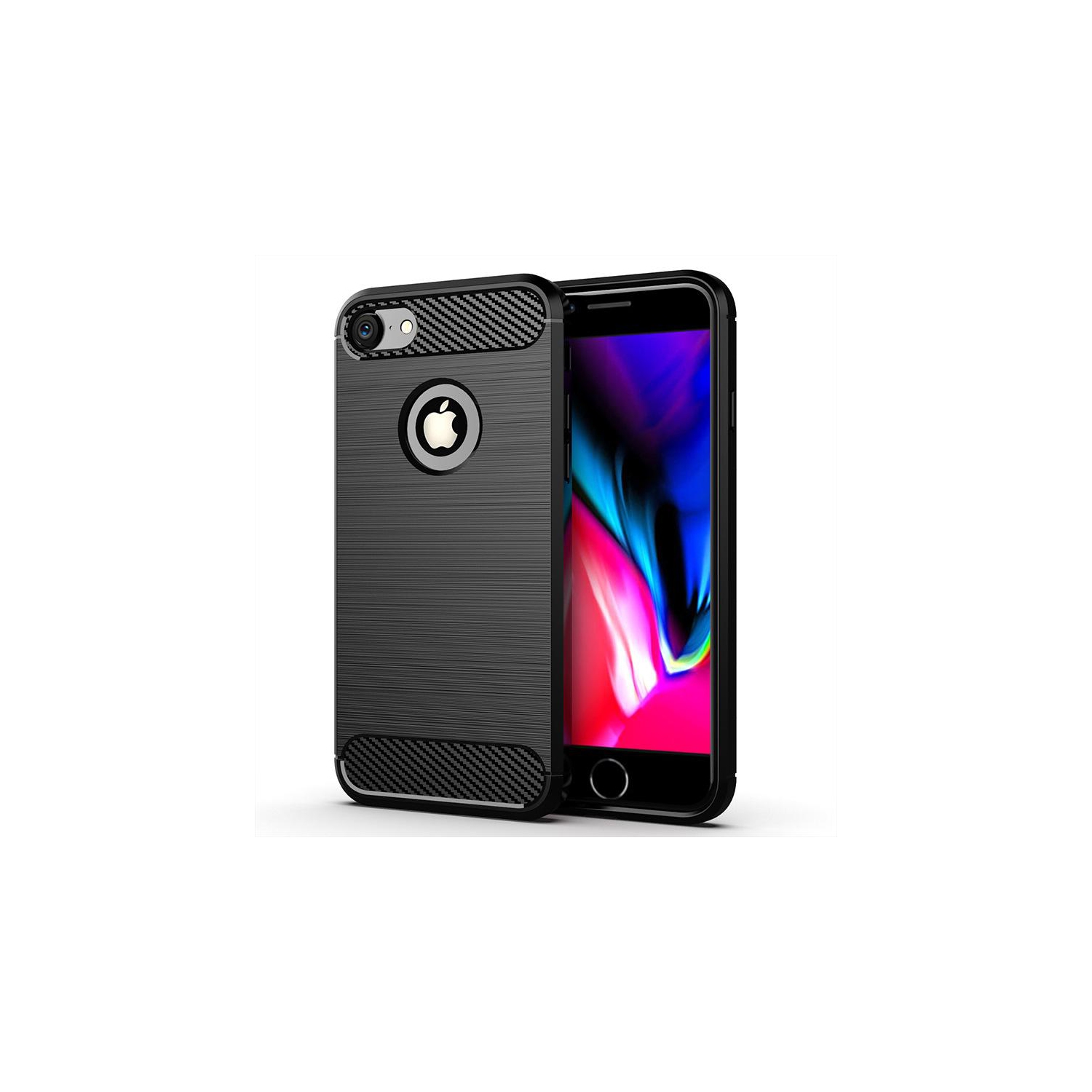 PANDACO Black Brushed Metal Case for iPhone 7 or iPhone 8 or iPhone SE (2020/2022)