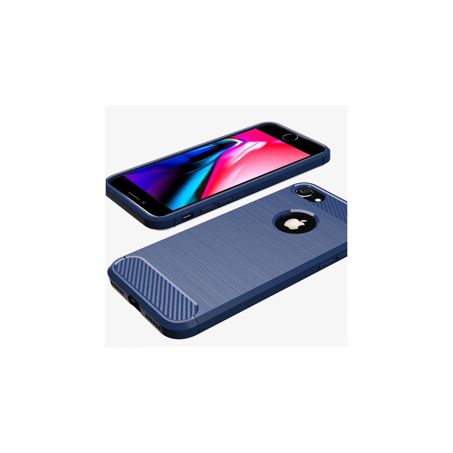 Boîtier en métal brossé bleu marine PANDACO pour iPhone 7 ou iPhone 8 ou iPhone SE