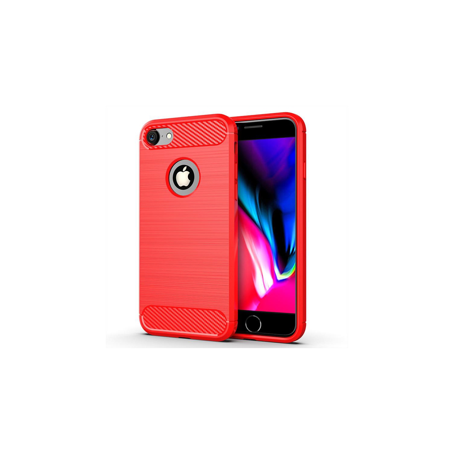 PANDACO – Étui en métal brossé rouge pour iPhone 7 ou iPhone 8 ou iPhone SE