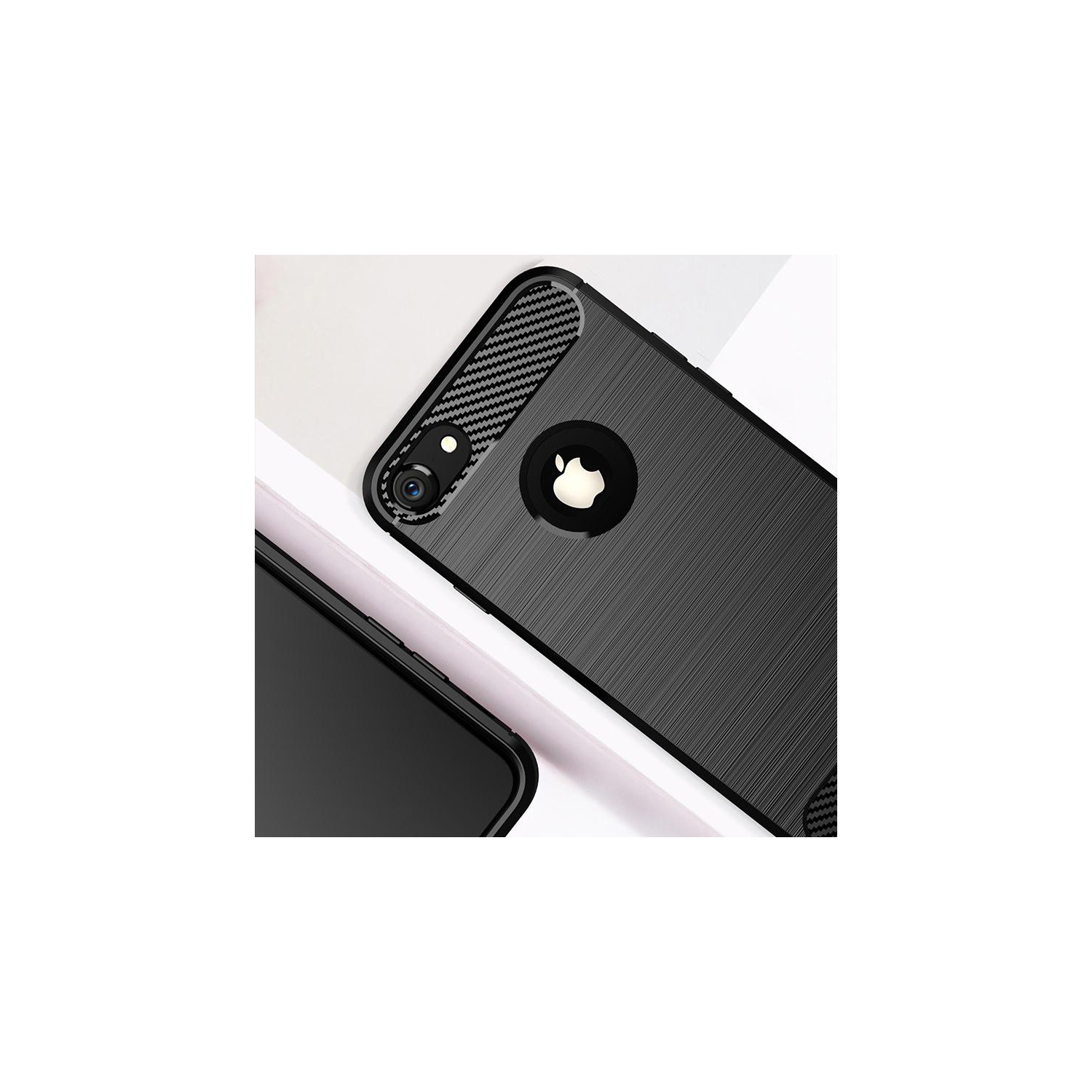 PANDACO – Étui en métal brossé rouge pour iPhone 7 ou iPhone 8 ou iPhone SE